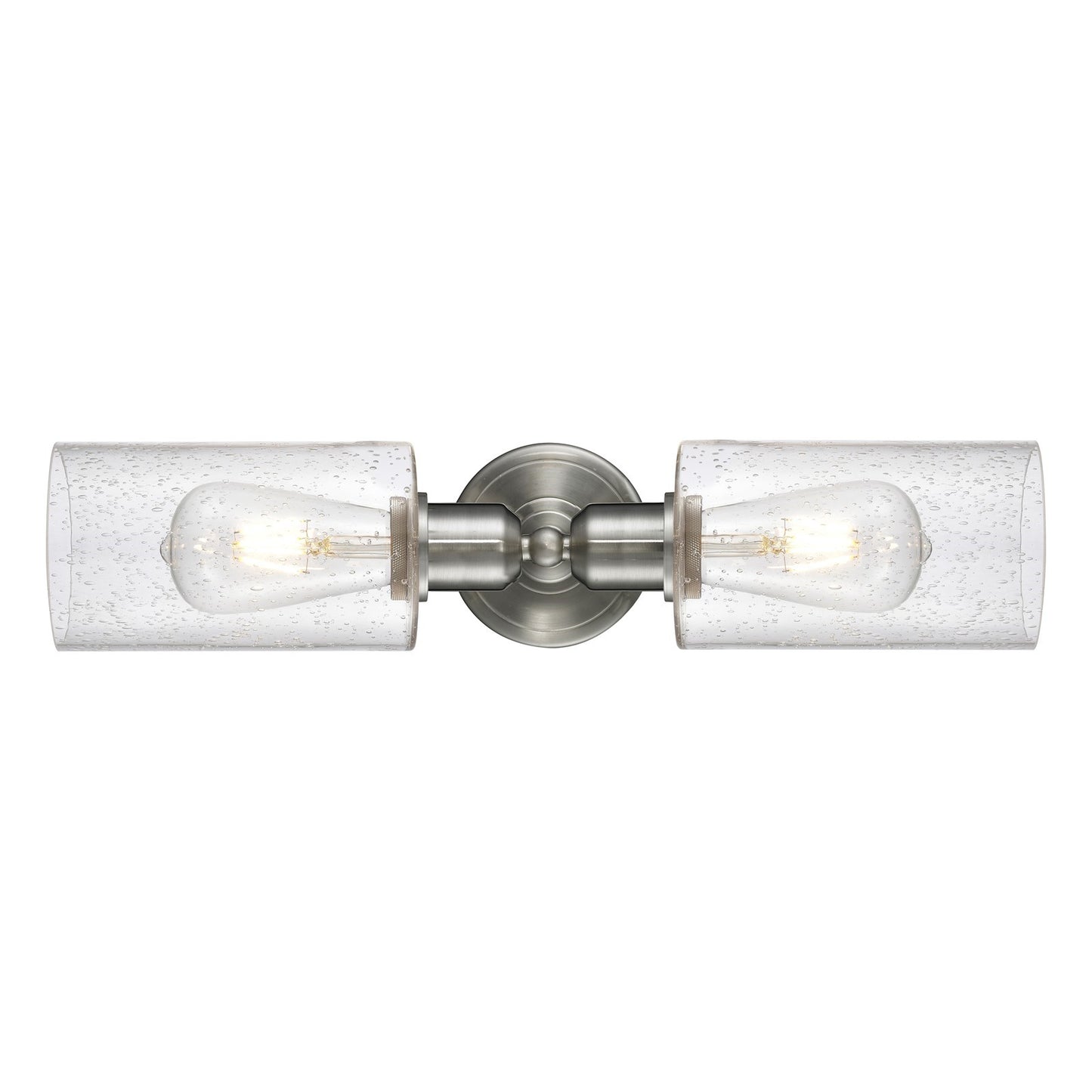 Innovations Clymer 17in 2-Light Linear Bath Vanity Light | Industrial Brushed Satin Nickel and Seedy Glass | Bathroom Vanity | Model 900-2W-SN-G804