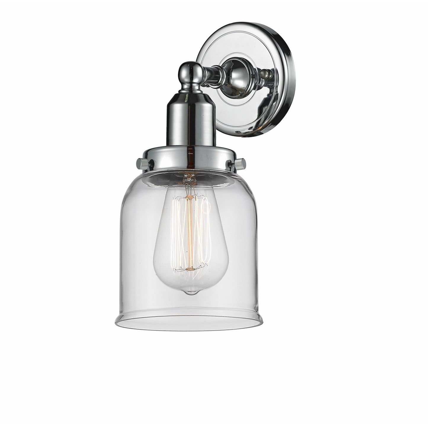 Innovations Bell 5in 1-Light Bath Vanity Light | Industrial Polished Chrome and Clear Glass | Bathroom Vanity | 5 x 11 in | Model 900H-1W-PC-G52