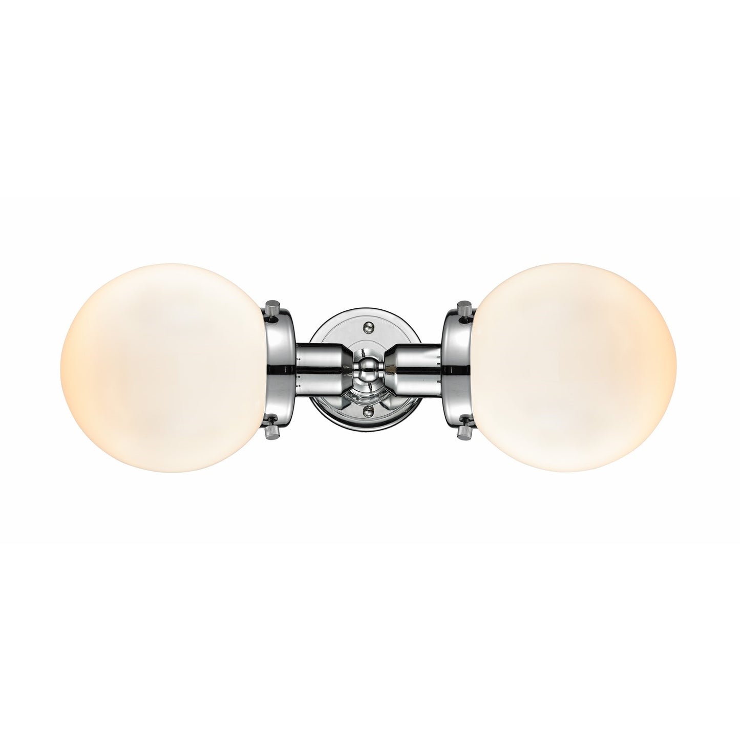 Innovations Beacon 19in 2-Light Bath Vanity Light | Polished Chrome Steel and Matte White Frosted Glass | Bathroom Vanity & | Model 900H-2W-PC-G201-6