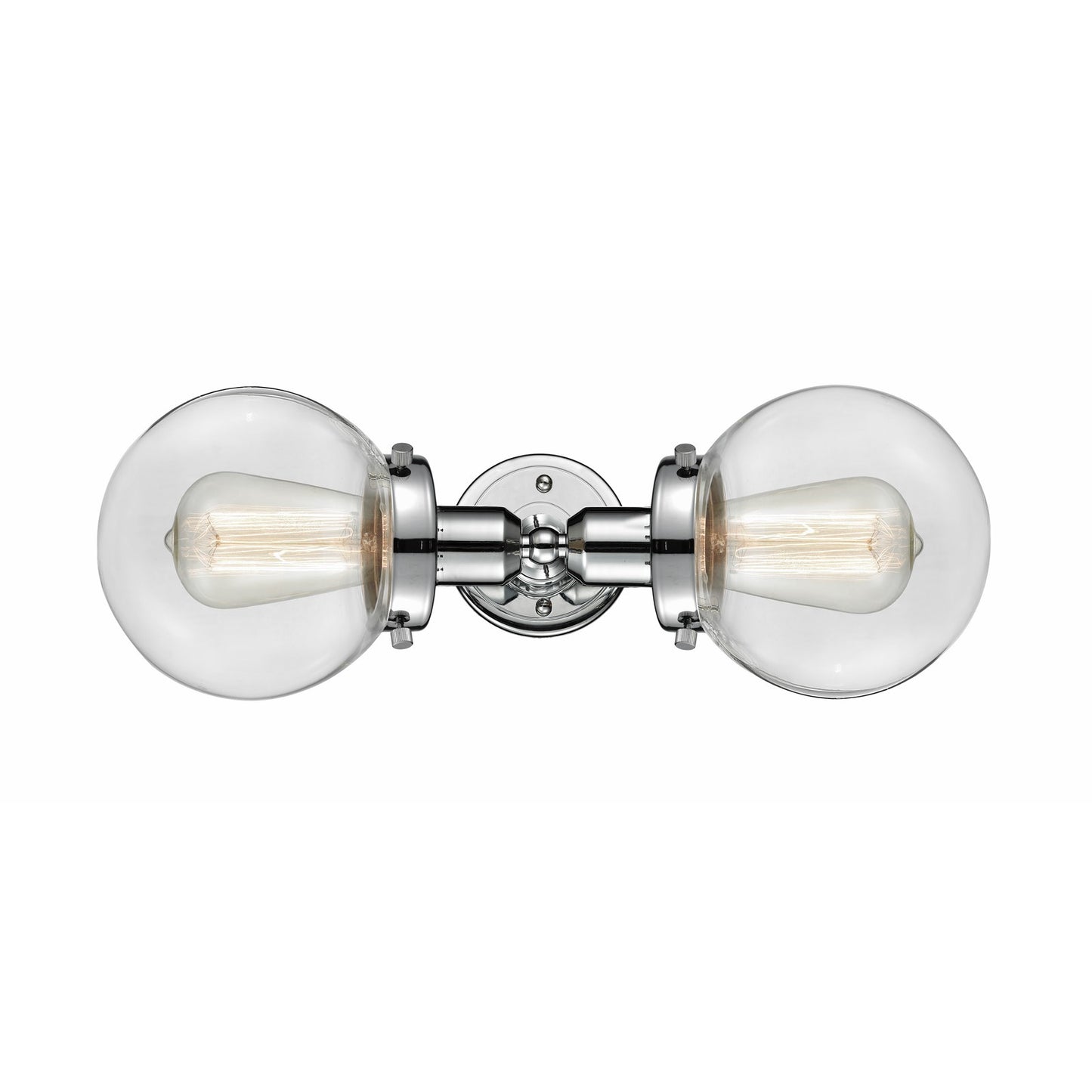 Innovations Beacon 14in 2-Light Bath Vanity | Transitional Polished Chrome and Clear Glass | Bathroom Vanity Light | Model 900H-2W-PC-G202-6