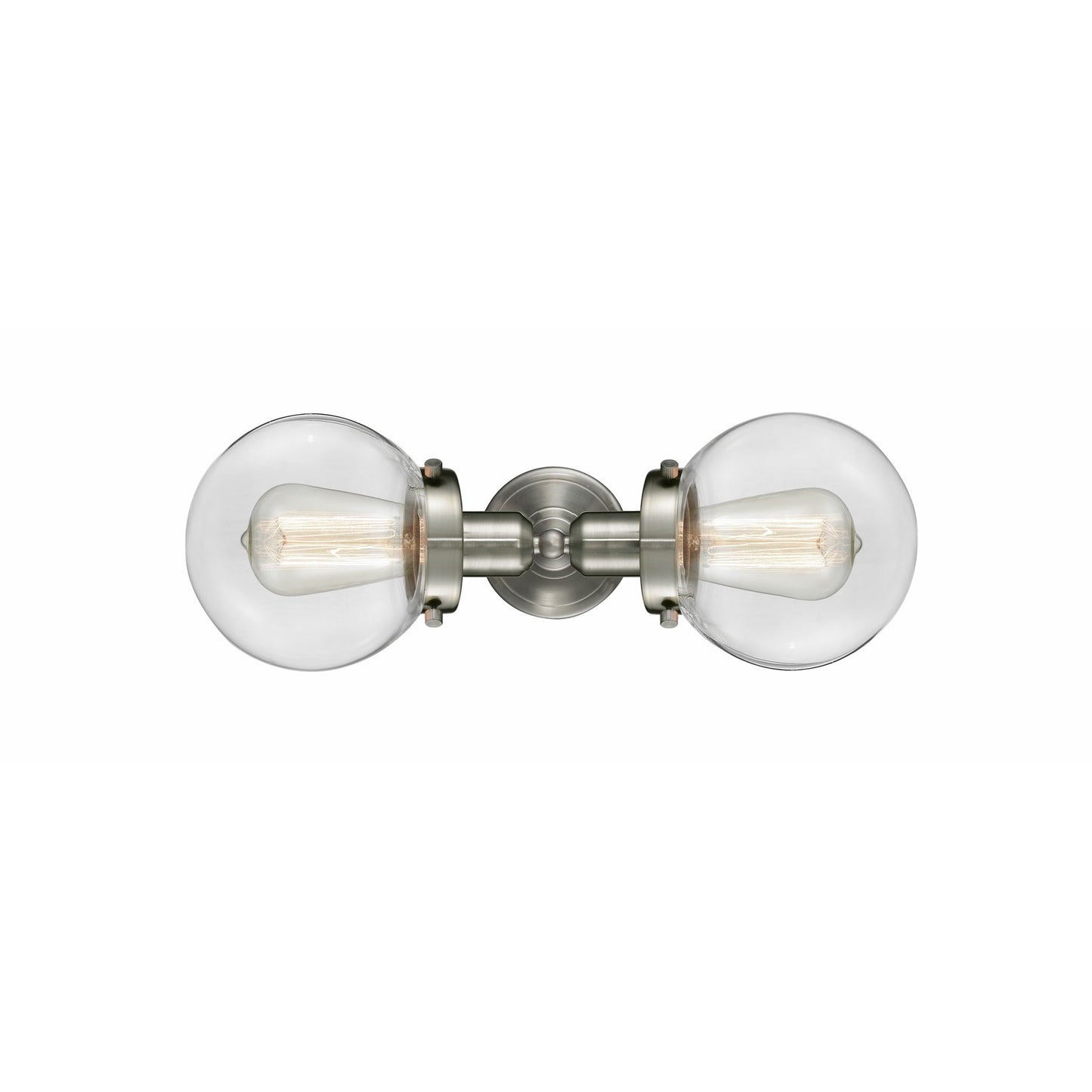 Innovations Beacon 14in 2-Light Bath Vanity Light | Transitional Brushed Satin Nickel and Clear Glass | Bathroom Vanity | Model 900H-2W-SN-G202-6-LED