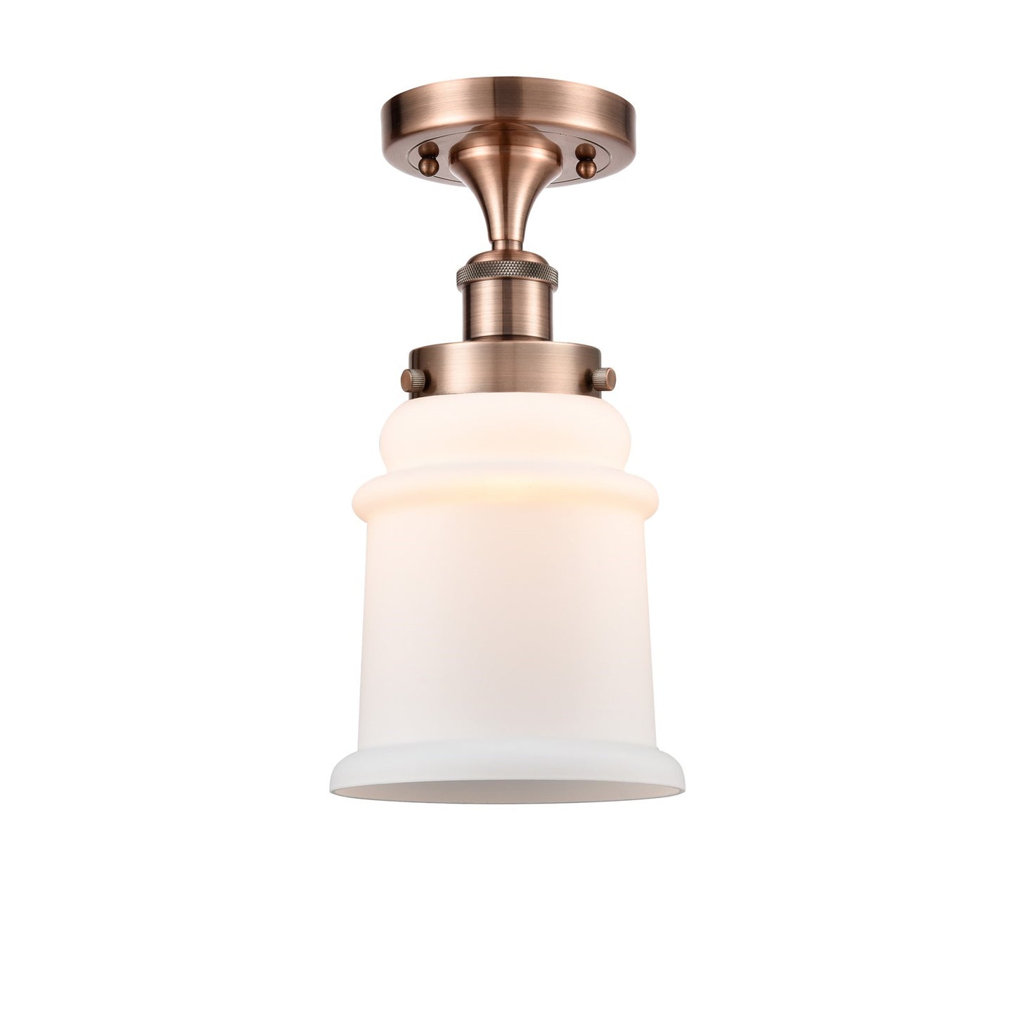 Innovations Canton 6in 1-Light Semi-Flush Mount | Modern Antique Copper Steel and Matte White Frosted Glass | Kitchen & Hallway | Model 916-1C-AC-G181