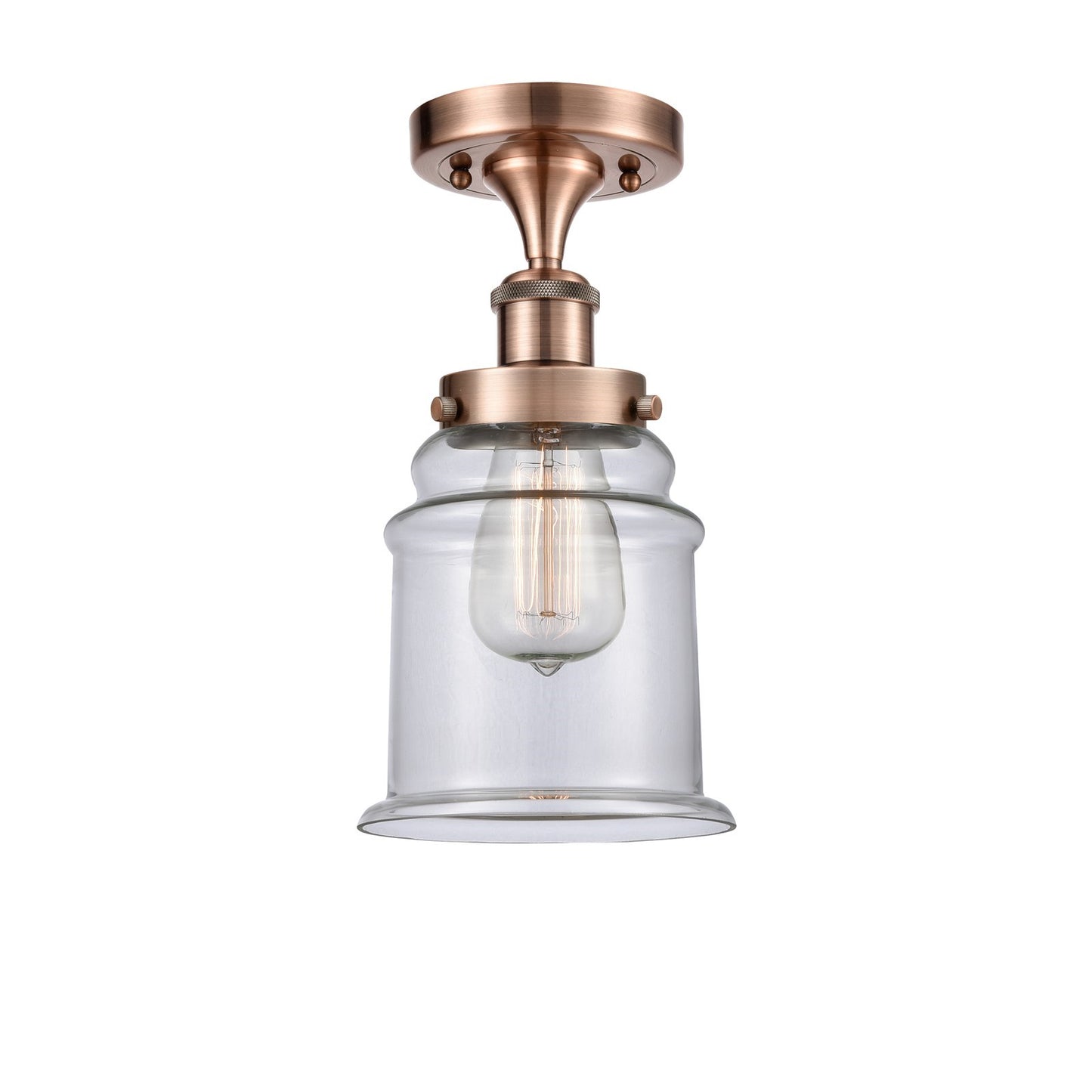 Innovations Canton 6in 1-Light Semi-Flush Mount | Modern Transitional Antique Copper Steel and Clear Glass Schoolhouse | Entryway & | Model 916-1C-AC-G182