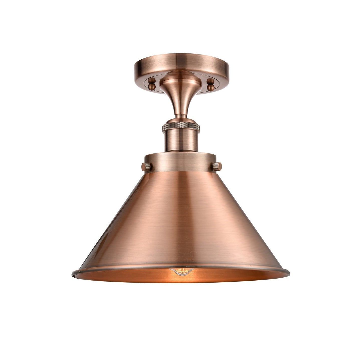 Innovations Briarcliff 10in 1-Light Semi-Flush Mount | Industrial Farmhouse Antique Copper Steel and Metal Cone | Entryway & | Model 916-1C-AC-M10-AC