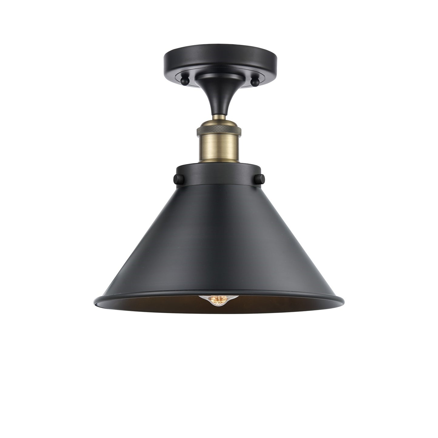 Innovations Briarcliff 10in 1-Light Semi-Flush Mount | Industrial Black Antique Brass and Matte Black Metal | Kitchen & Hallway | Model 916-1C-BAB-M10-BK