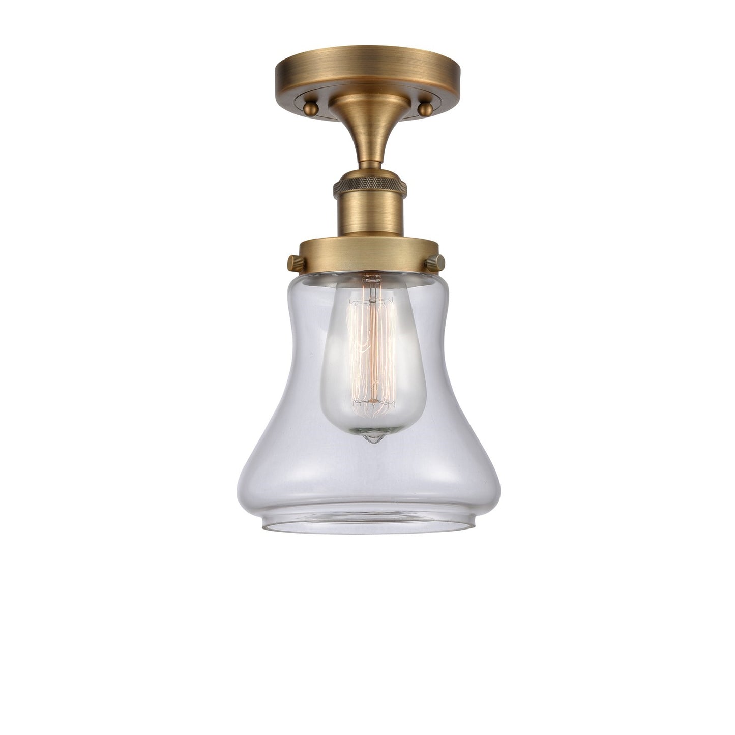 Innovations Bellmont 6.12in 1-Light Semi-Flush Mount | Modern Transitional Brushed Brass and Clear Glass | Hallway & Bathroom | Model 916-1C-BB-G192