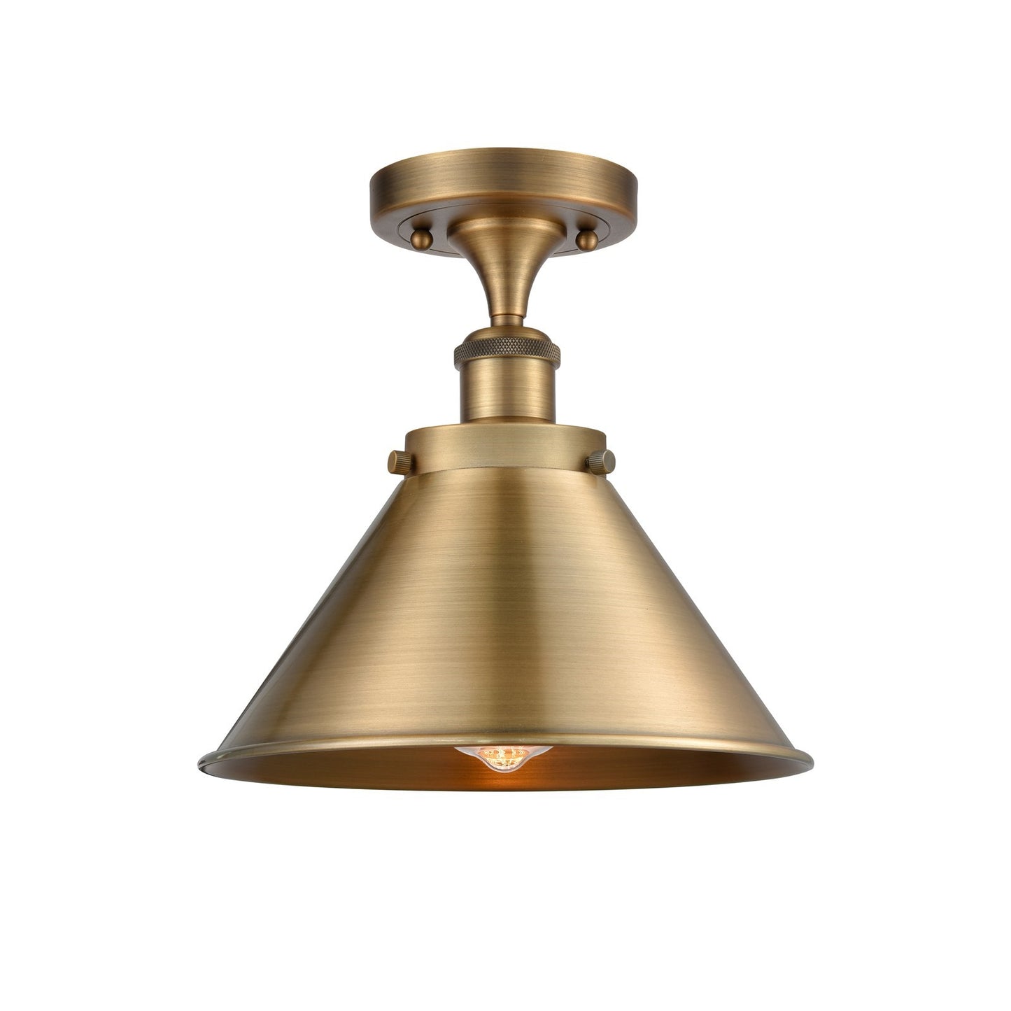 Innovations Briarcliff 10in 1-Light Semi-Flush Mount | Industrial Brushed Brass Metal Shade | Kitchen & Dining Room | Model 916-1C-BB-M10-BB