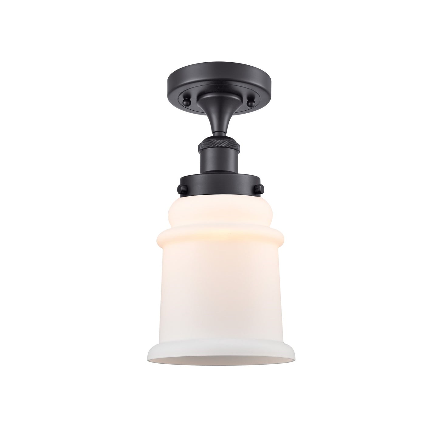 Innovations Canton 6in 1-Light Semi-Flush Mount | Modern Contemporary Matte Black Steel and Matte White Bell/Urn Glass | Hallway & | Model 916-1C-BK-G181