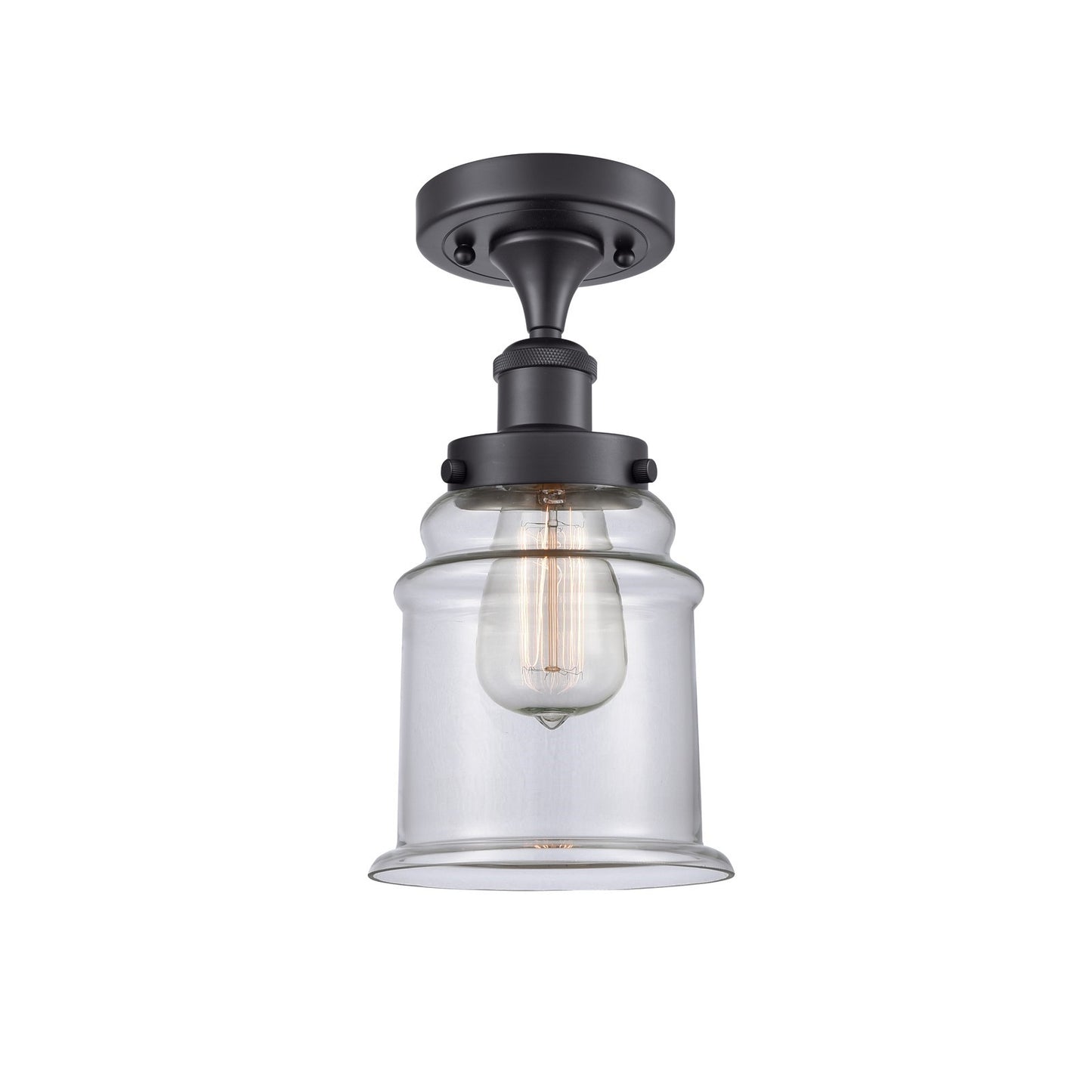 Innovations Canton 6in 1-Light Semi-Flush Mount | Modern Transitional Matte Black Steel and Clear Glass | Hallway & Entryway | Model 916-1C-BK-G182