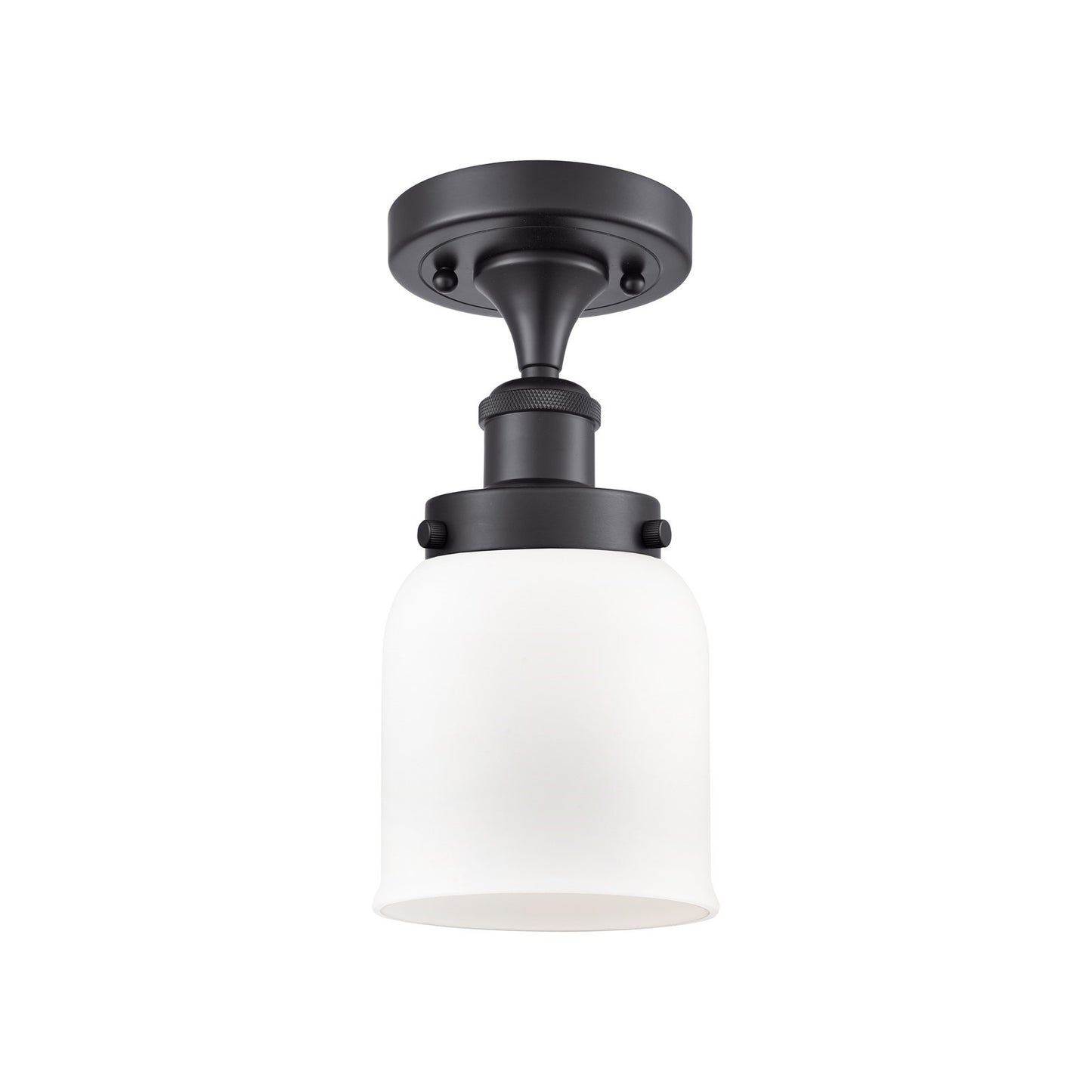 Innovations Bell 5in 1-Light Semi-Flush Mount | Industrial Matte Black Steel and Matte White Frosted Glass | Entryway & Hallway | Model 916-1C-BK-G51-LED