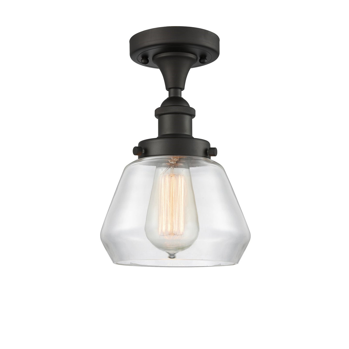 Innovations Fulton 7in 1-Light Semi-Flush Mount | Modern Contempo Oil Rubbed Bronze Steel and Clear Glass | Hallway & Foyer | Model 916-1C-OB-G172