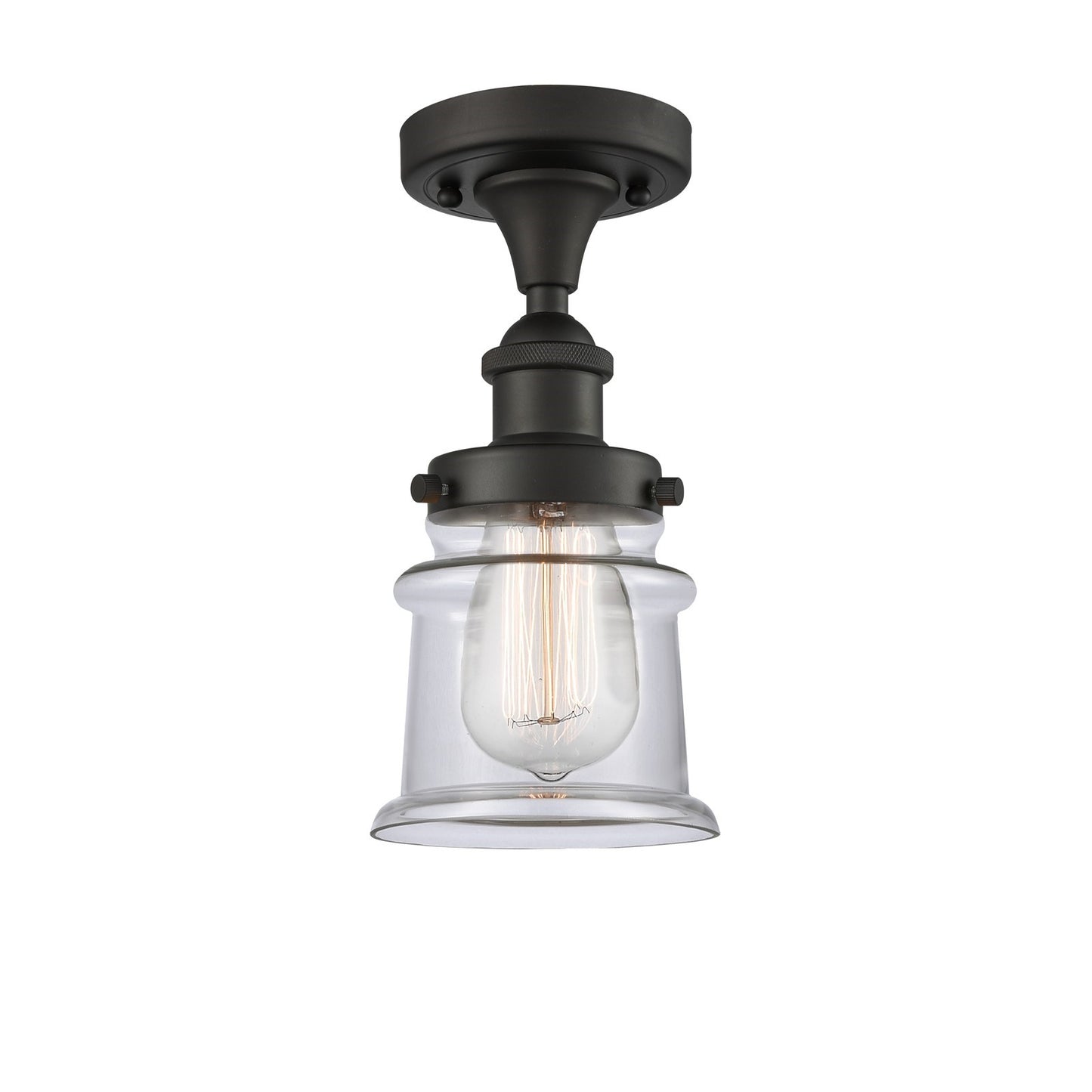 Innovations Canton 5.25in 1-Light Semi-Flush Mount | Modern Contempo Transitional Oil Rubbed Bronze Steel and Clear Glass | Model 916-1C-OB-G182S