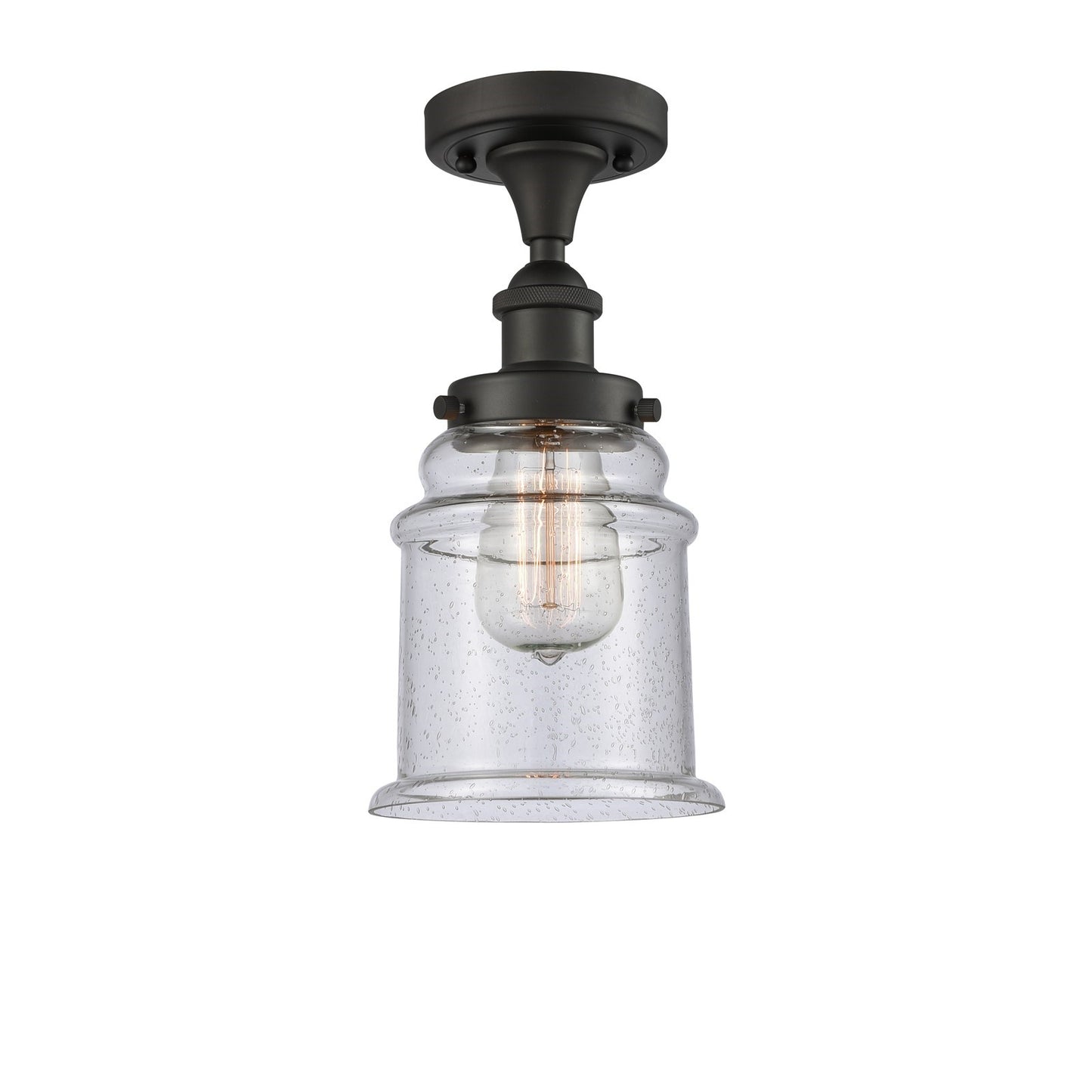 Innovations Canton 6in 1-Light Semi-Flush Mount | Modern Contempo Transitional Oil Rubbed Bronze Steel and Seedy Glass Schoolhouse | Model 916-1C-OB-G184