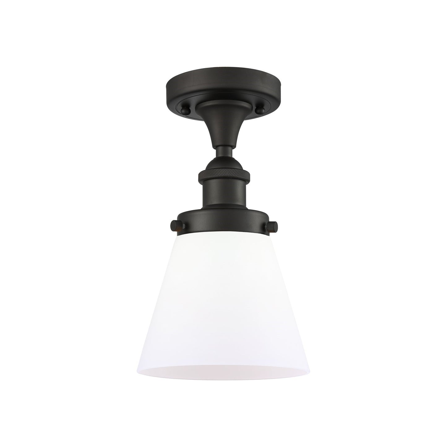 Innovations Cone 6in 1-Light Semi-Flush Mount | Industrial Oil Rubbed Bronze and Matte White Frosted Glass | Entryway & Hallway | Model 916-1C-OB-G61-LED
