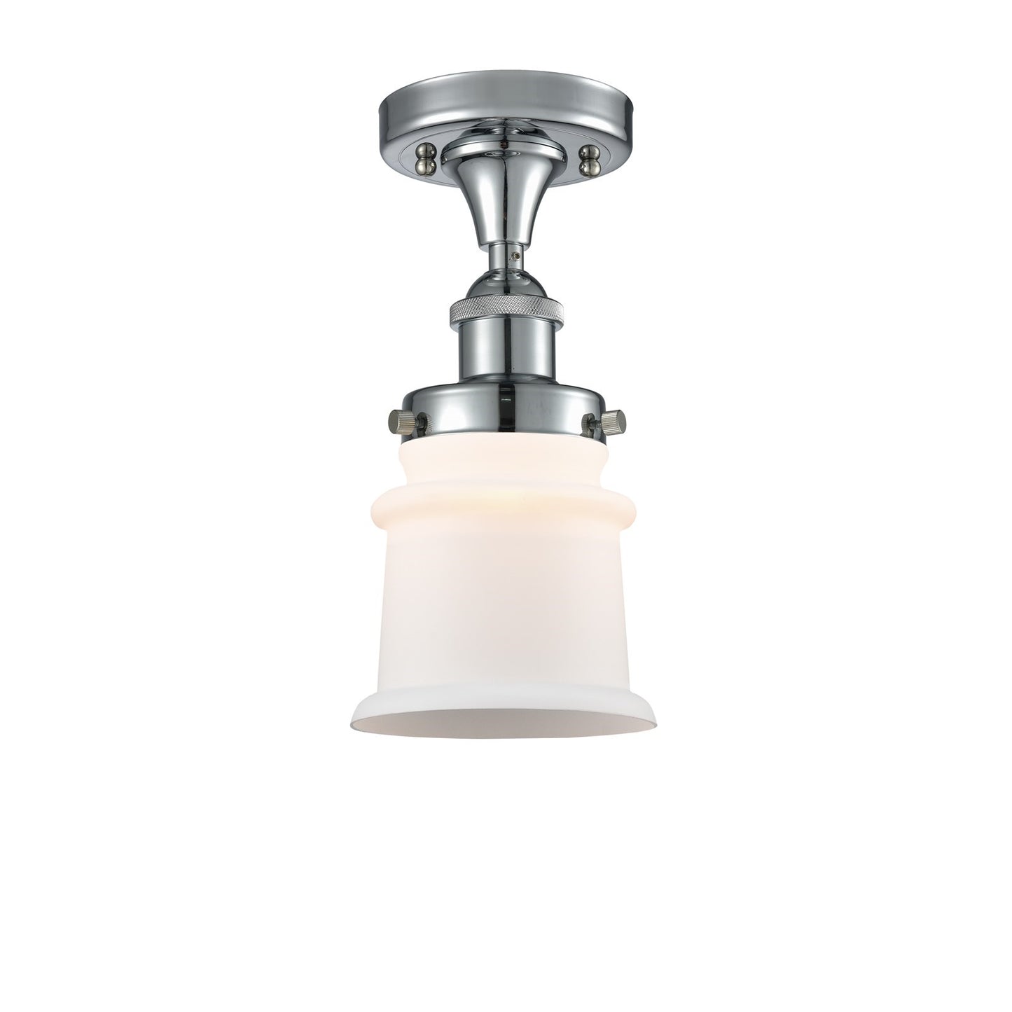Innovations Canton 5.25in 1-Light Semi-Flush Mount | Modern Contempo Polished Chrome and Matte White Frosted Glass | Hallway & | Model 916-1C-PC-G181S