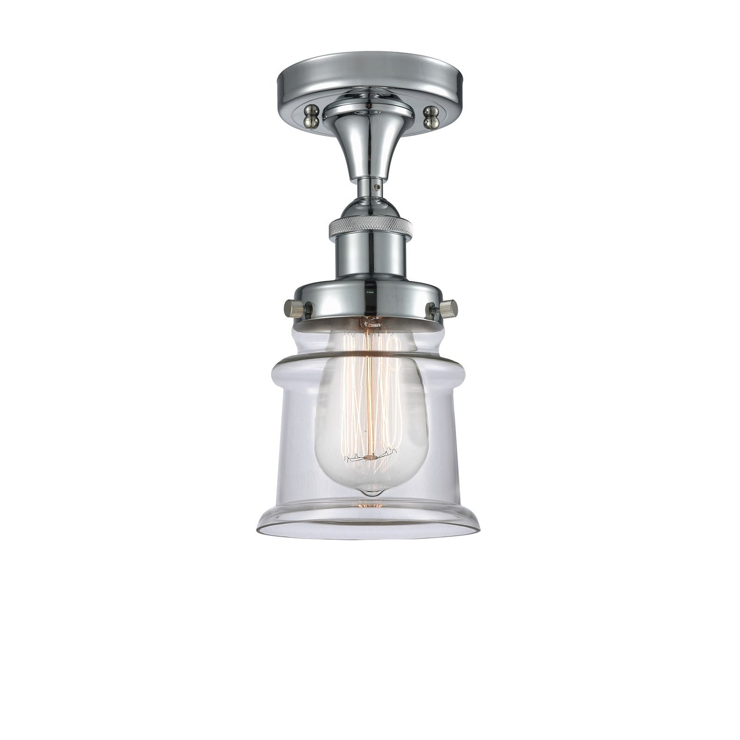 Innovations Canton 5.25in 1-Light Semi-Flush Mount | Modern Transitional Polished Chrome and Clear Glass | Entryway & Hallway | Model 916-1C-PC-G182S