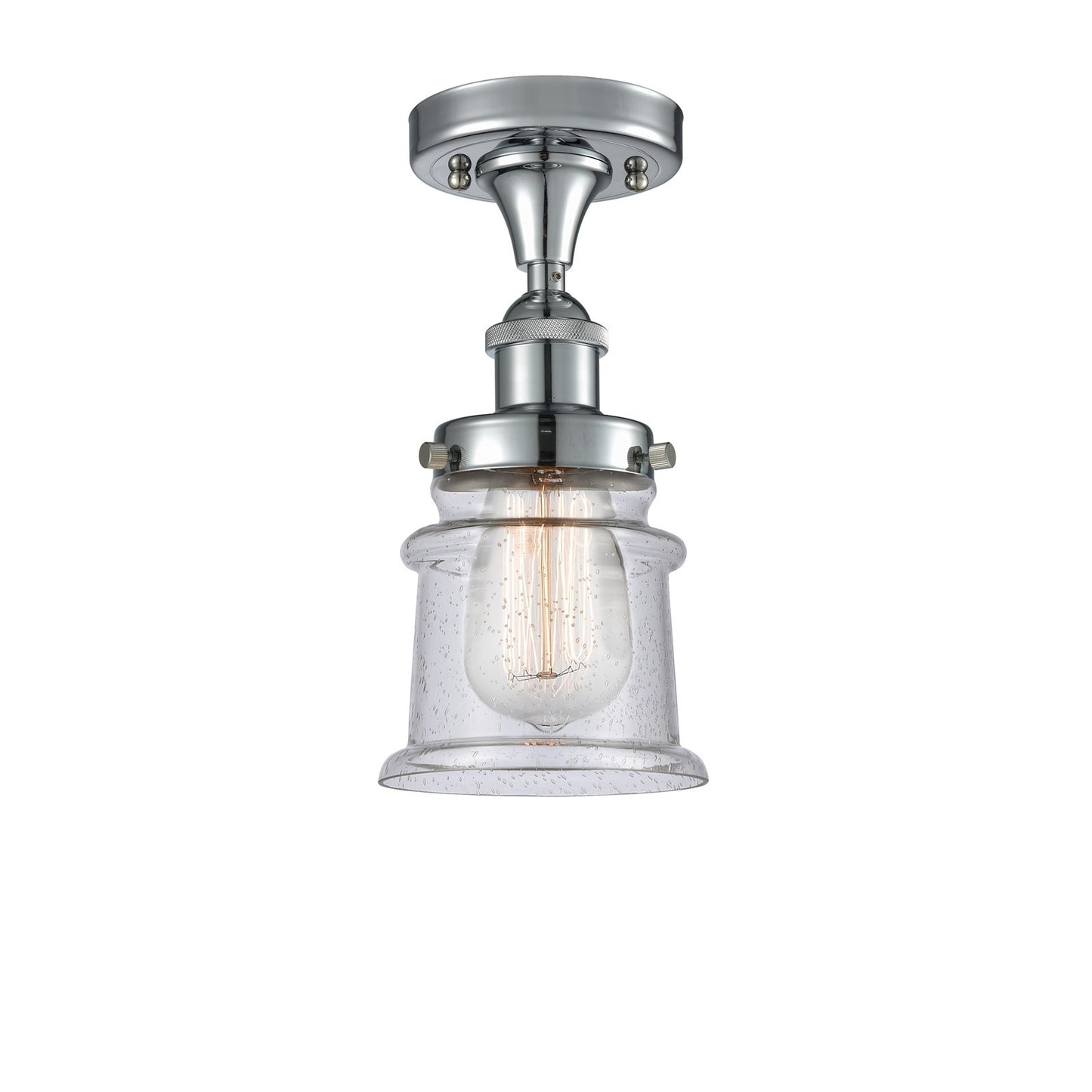 Innovations Canton 5.25in 1-Light Semi-Flush Mount | Modern Transitional Polished Chrome and Seedy Glass | Entryway & Hallway | Model 916-1C-PC-G184S