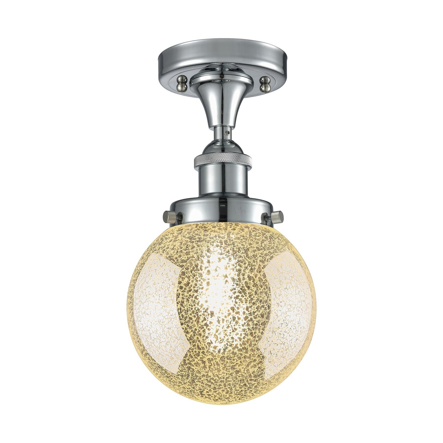 Innovations Beacon 6in 1-Light Semi-Flush Mount | Modern Polished Chrome and Mercury Seeded Glass | Entryway & Hallway | Model 916-1C-PC-G208-6