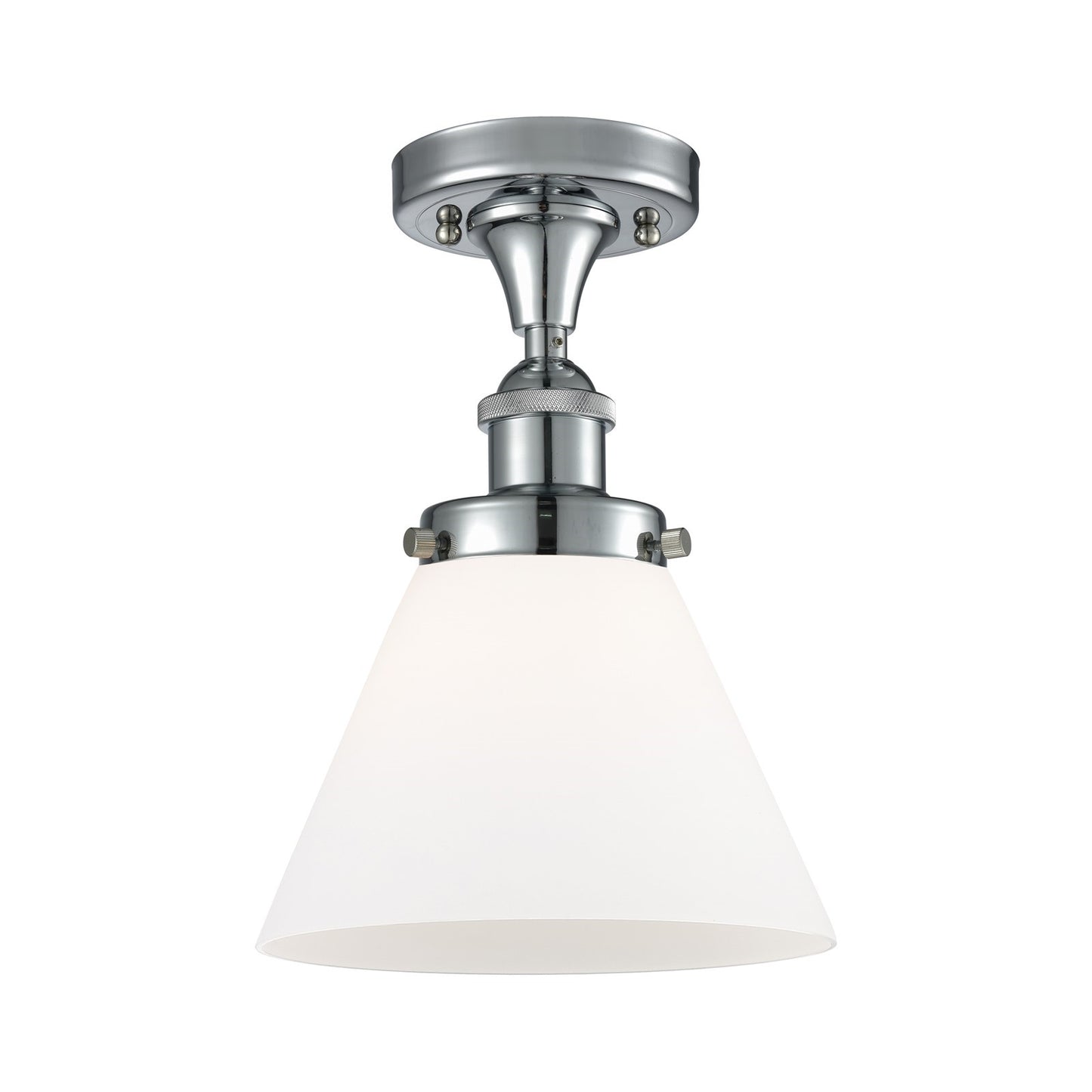 Innovations Cone 8in 1-Light Semi-Flush Mount | Industrial Polished Chrome and Matte White Frosted Glass | Entryway & Hallway | Model 916-1C-PC-G41