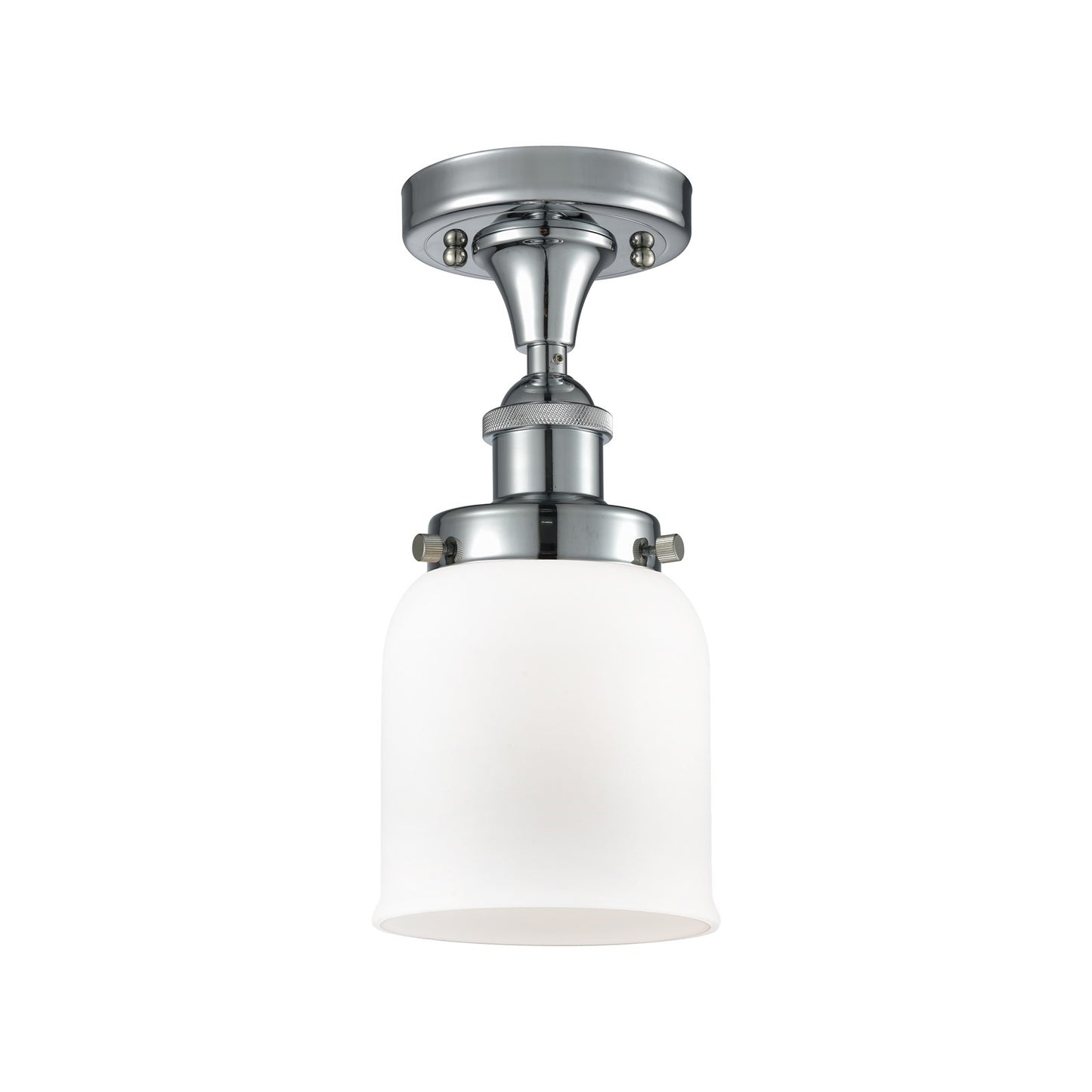 Innovations Bell 5in 1-Light Semi-Flush Mount | Industrial Polished Chrome Steel and Matte White Frosted Glass | Kitchen & | Model 916-1C-PC-G51-LED