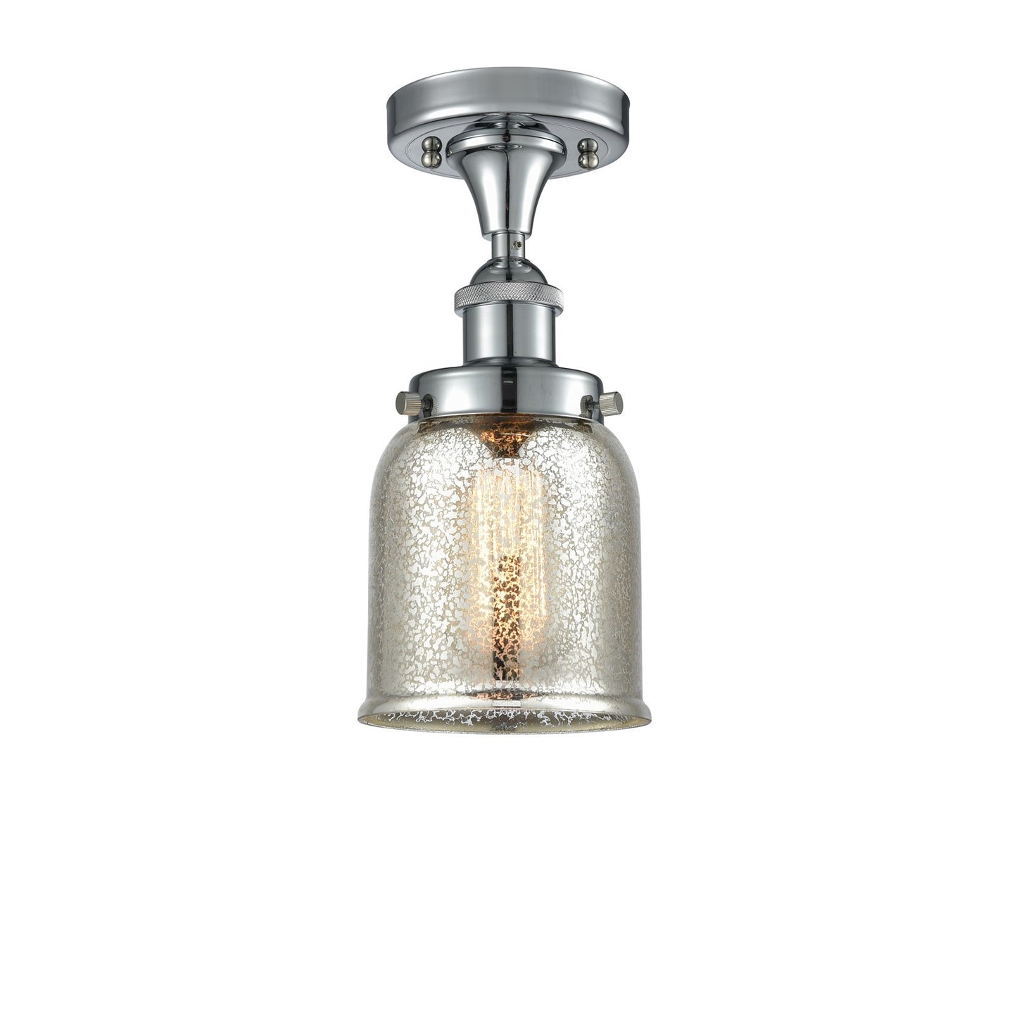 Innovations Bell 5in 1-Light Semi-Flush Mount | Industrial Polished Chrome Steel and Silver Plated Mercury Glass | Kitchen & Hallway | Model 916-1C-PC-G58