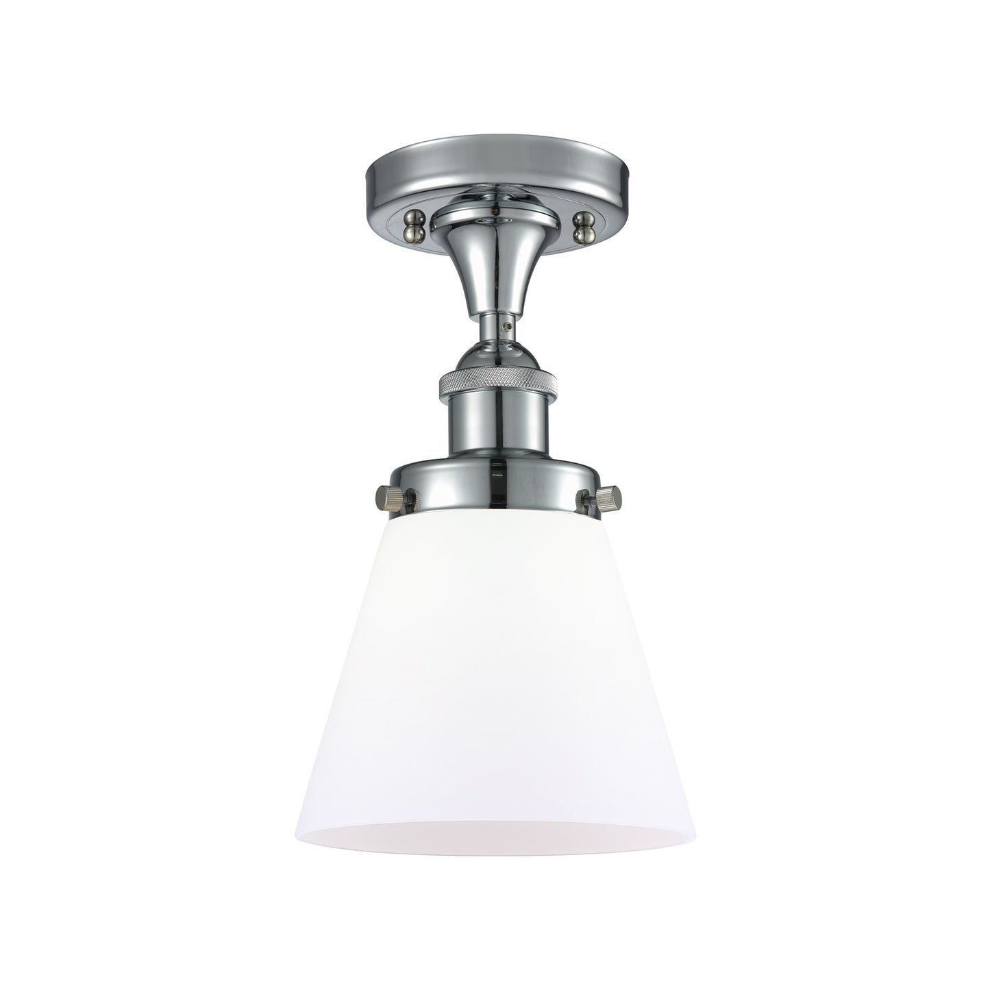 Innovations Cone 6in 1-Light Semi-Flush Mount | Industrial Polished Chrome and Matte White Frosted Glass | Kitchen & Hallway | Model 916-1C-PC-G61-LED