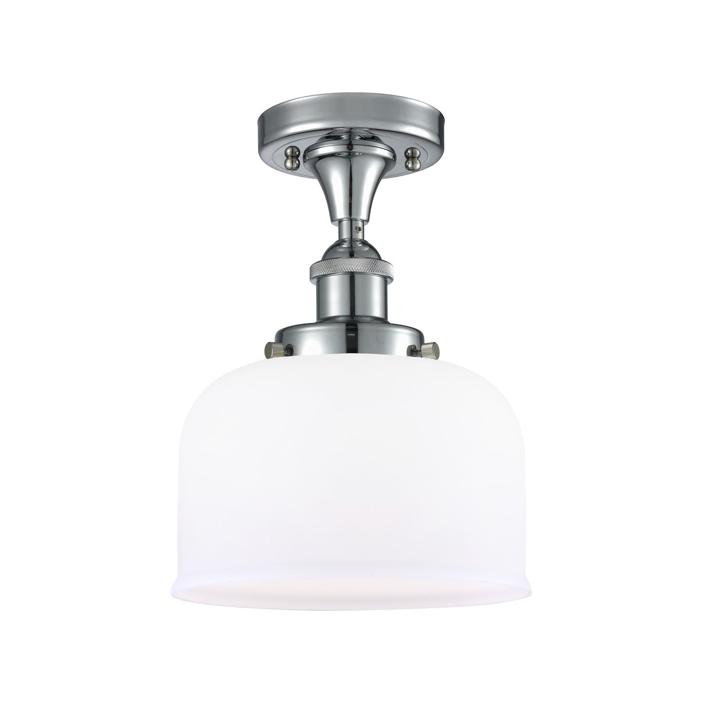 Innovations Bell 8in 1-Light Semi-Flush Mount | Polished Chrome Steel and Matte White Frosted Glass | Entryway & Hallway Accent | Model 916-1C-PC-G71