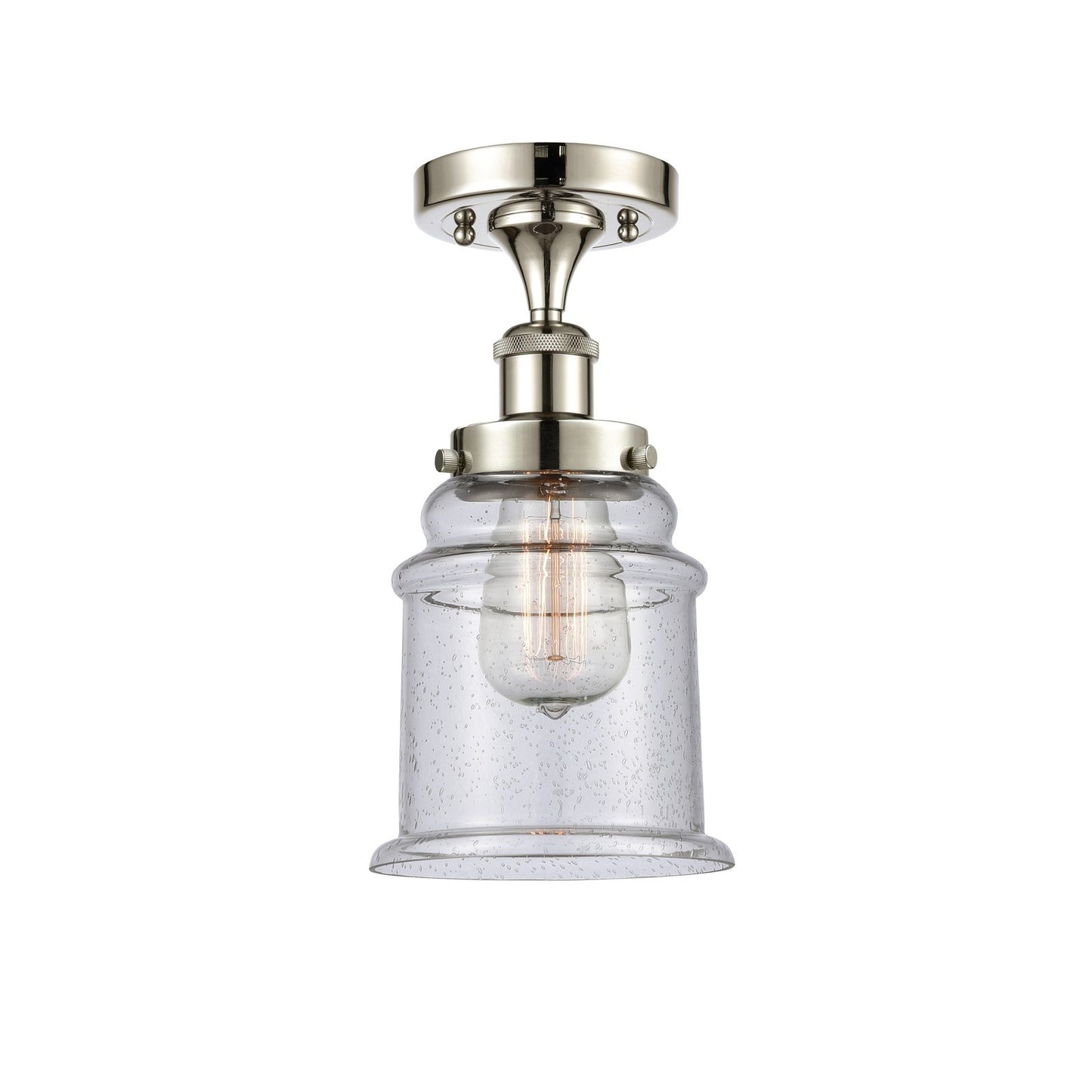 Innovations Canton 6in 1-Light Semi-Flush Mount | Modern Transitional Polished Nickel Steel and Seedy Schoolhouse Glass | Hallway & | Model 916-1C-PN-G184