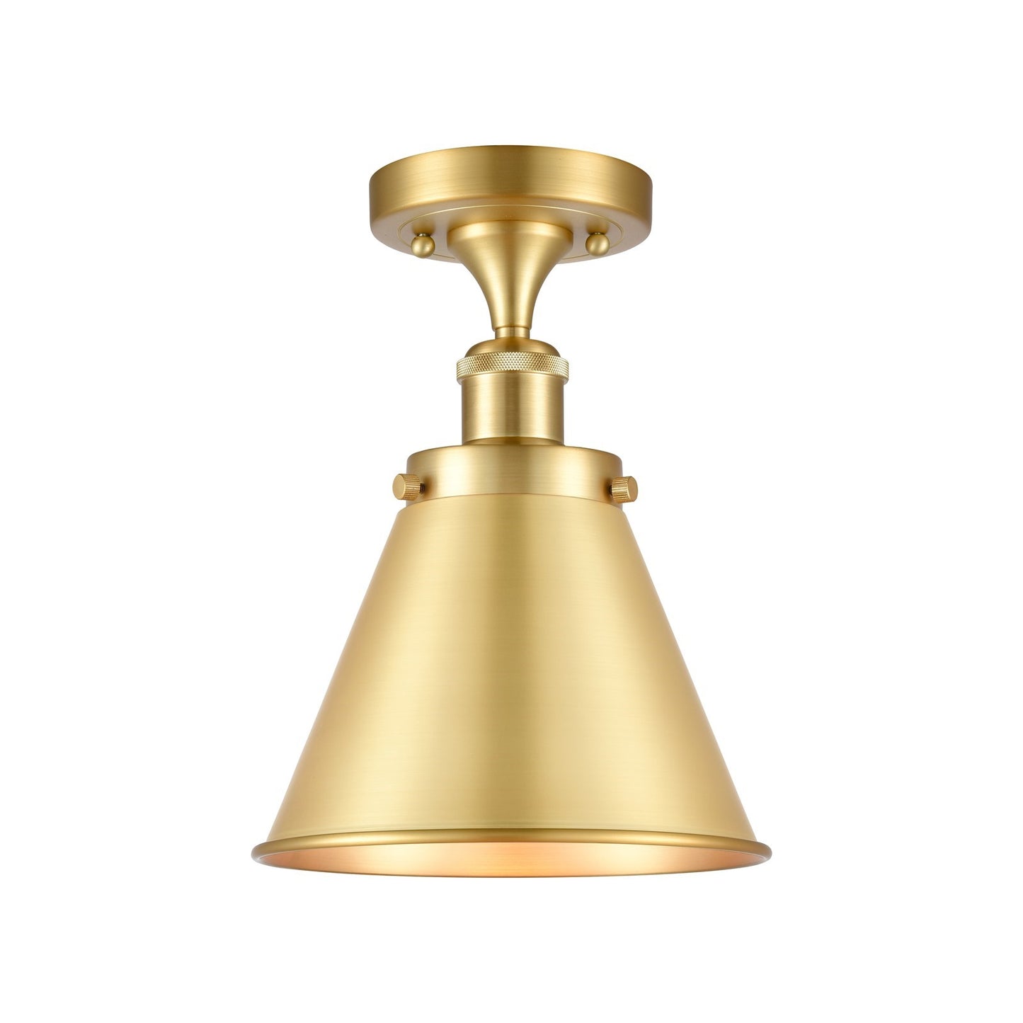 Innovations Appalachian 7in 1-Light Semi-Flush Mount | Industrial Satin Gold Steel and Cast Brass with Satin Gold Metal Shade | Model 916-1C-SG-M13-SG