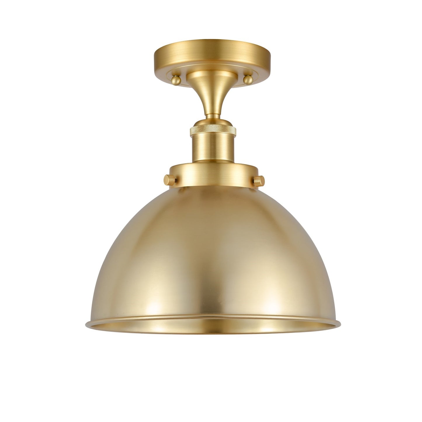 Innovations Derby 10in 1-Light Semi-Flush Mount | Industrial Farmhouse Satin Gold Steel and Cast Brass with Satin Gold | Model 916-1C-SG-MFD-10-SG-LED