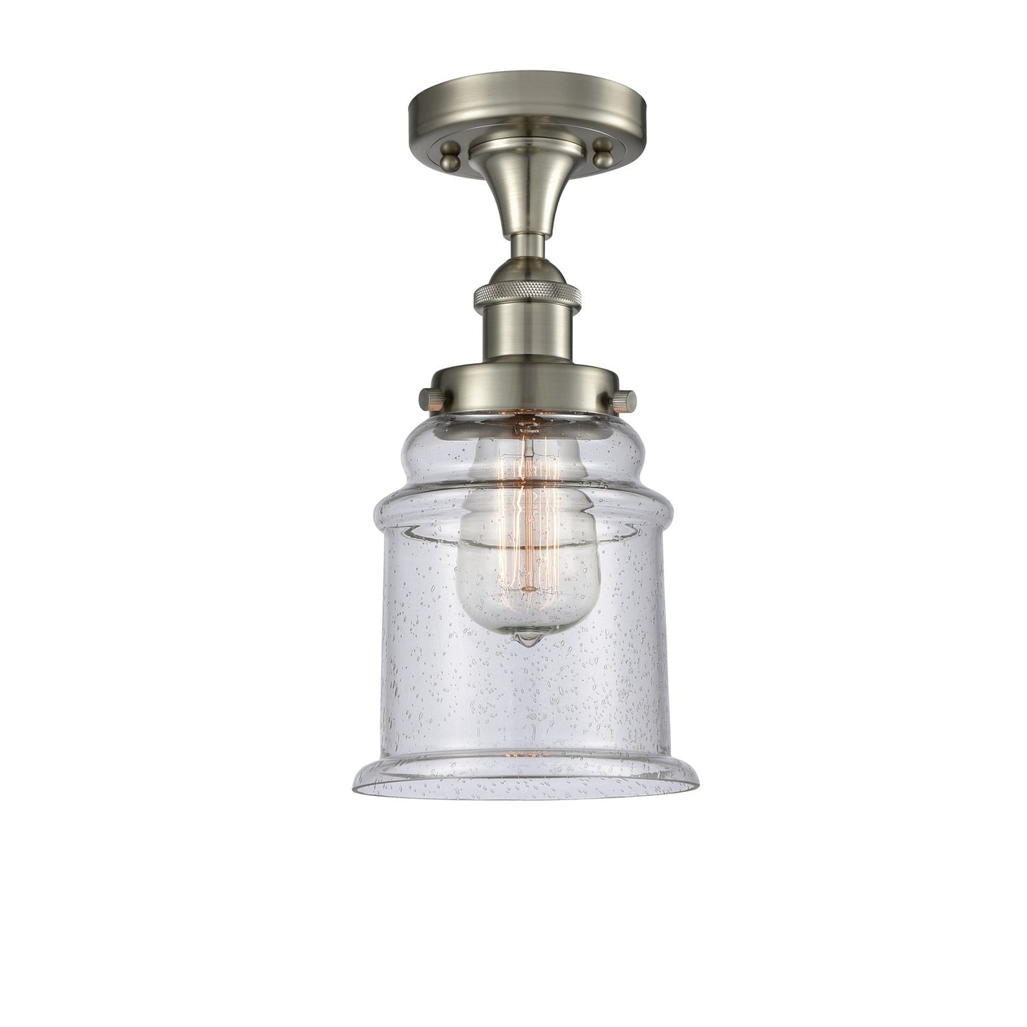 Innovations Canton 6in 1-Light Semi-Flush Mount | Modern Transitional Brushed Satin Nickel and Seedy Glass | Hallway & Entryway | Model 916-1C-SN-G184