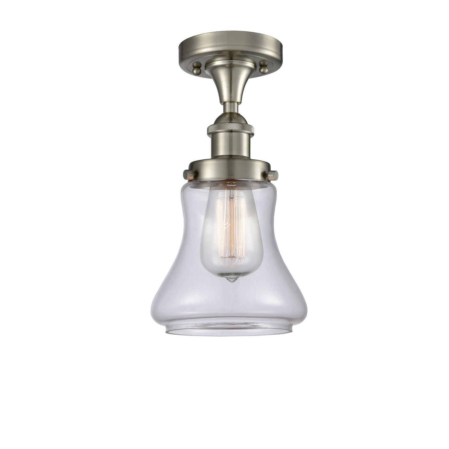 Innovations Bellmont 6in 1-Light Semi-Flush Mount | Transitional Brushed Satin Nickel and Clear Glass | Hallway & Entryway | Model 916-1C-SN-G192