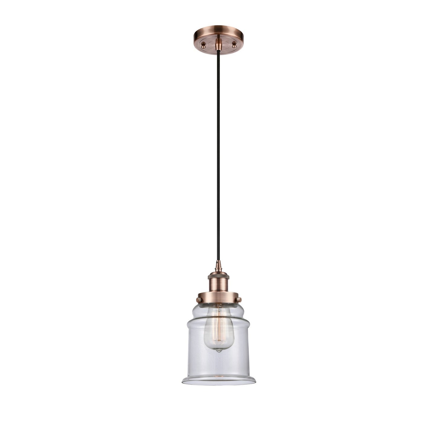 Innovations Canton 6in 1-Light Mini Pendant | Modern Contempo Antique Copper Steel and Clear Glass | Kitchen Island & Dining Room | Model 916-1P-AC-G182