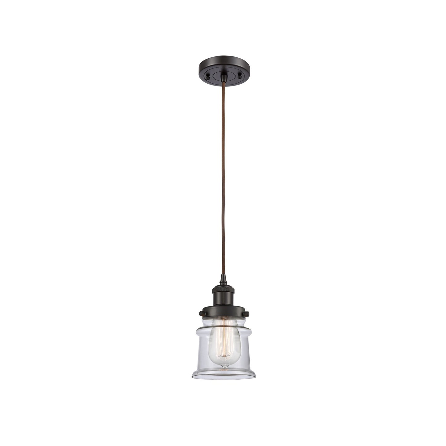 Innovations Canton 5.25in 1-Light Mini Pendant | Modern Transitional Oil Rubbed Bronze Steel and Clear Glass | Kitchen Island & | Model 916-1P-OB-G182S
