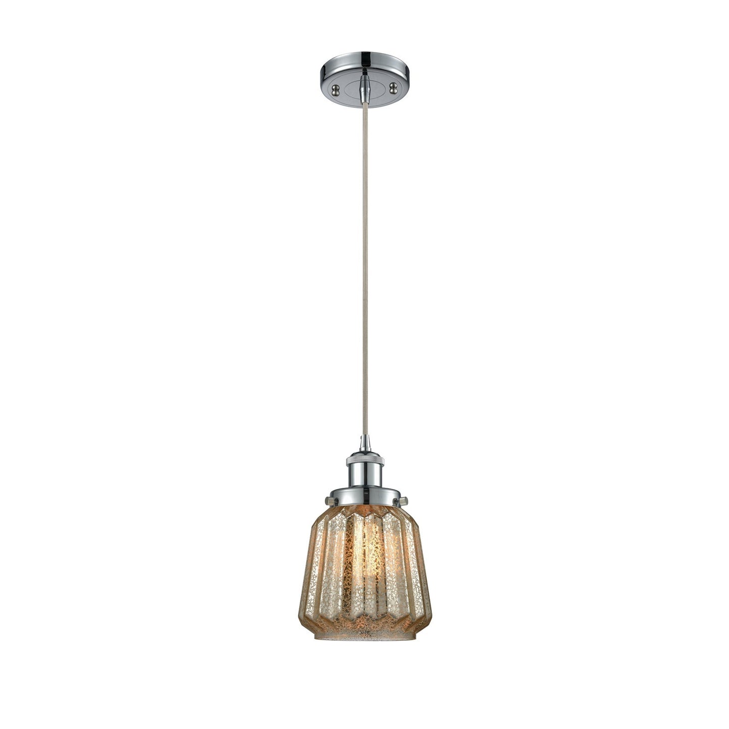 Innovations Chatham 7in 1-Light Mini Pendant | Modern Transitional Polished Chrome Steel and Mercury Ribbed Glass | Kitchen Island | Model 916-1P-PC-G146