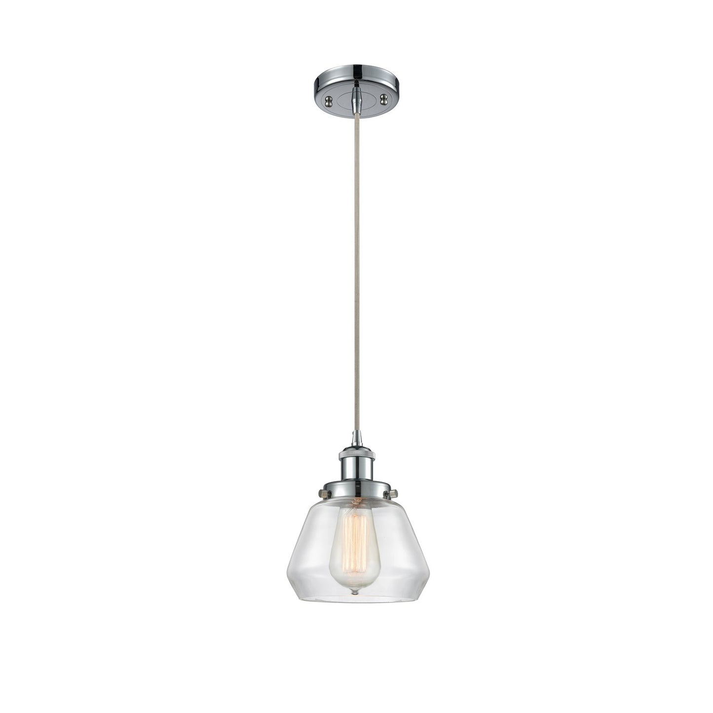 Innovations Fulton 7in 1-Light Mini Pendant | Modern Transitional Polished Chrome and Clear Glass | Kitchen Island & Dining Room | Model 916-1P-PC-G172