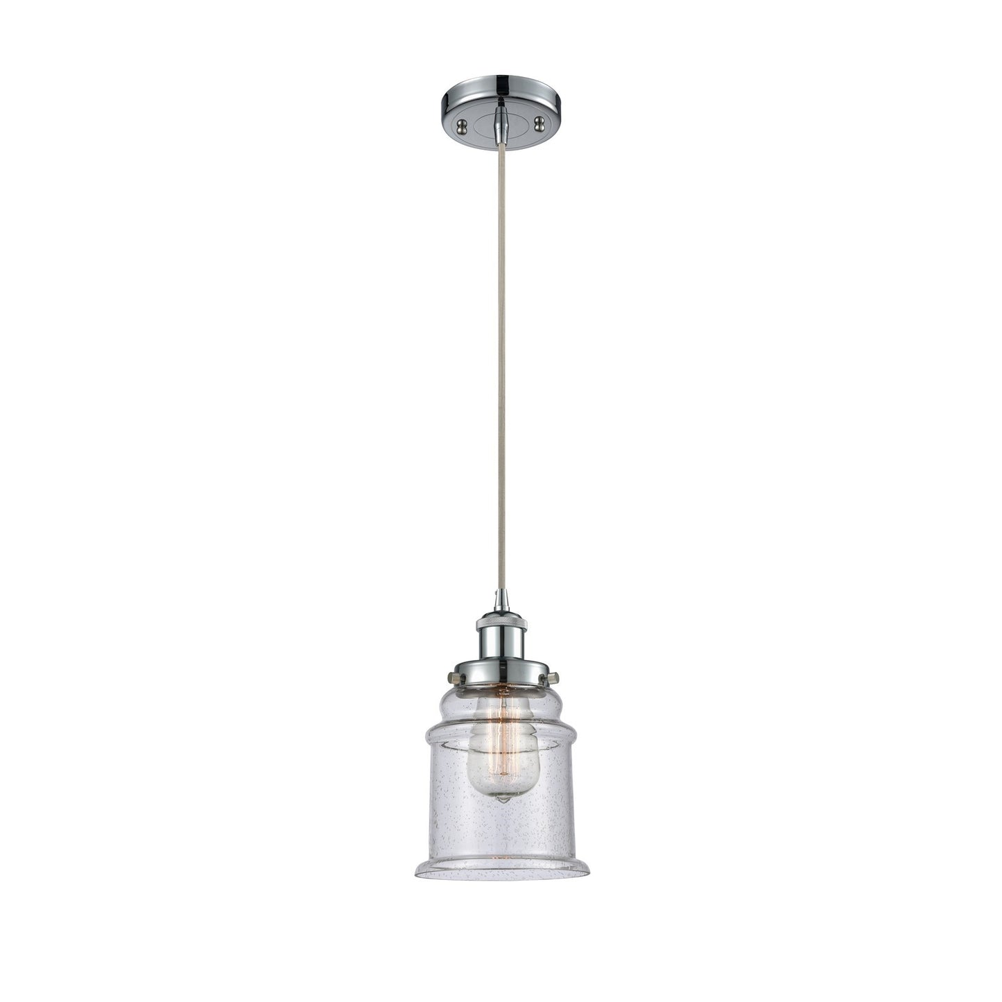 Innovations Canton 6in 1-Light Mini Pendant | Modern Contempo Polished Chrome and Seedy Glass | Kitchen Island & Dining Room | Model 916-1P-PC-G184