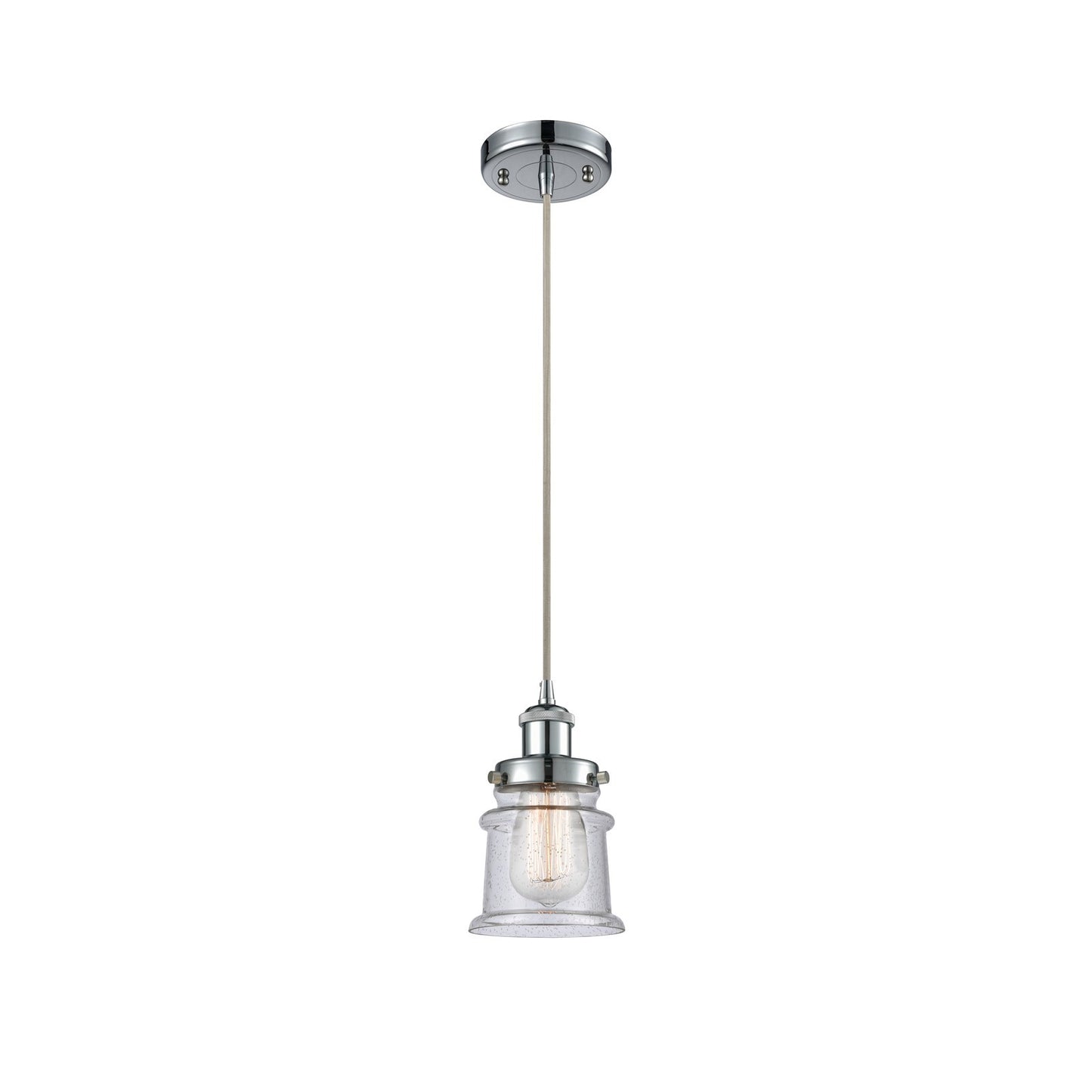 Innovations Canton 5.25in 1-Light Mini Pendant | Modern Contempo Polished Chrome and Seedy Glass | Kitchen Island & Dining Room | Model 916-1P-PC-G184S