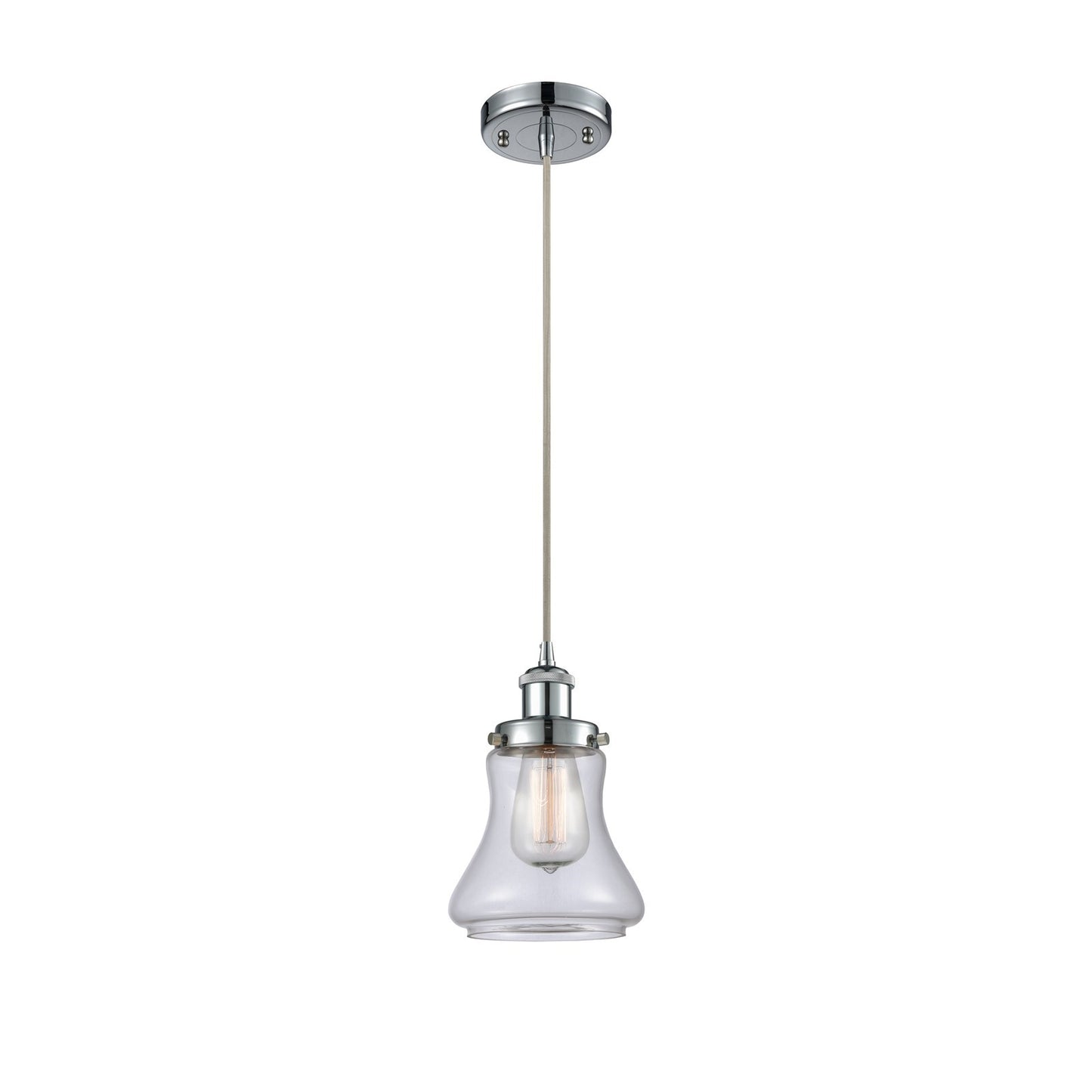 Innovations Bellmont 6.12in 1-Light Mini Pendant | Modern Contempo Polished Chrome and Clear Glass | Kitchen Island & Dining Room | Model 916-1P-PC-G192