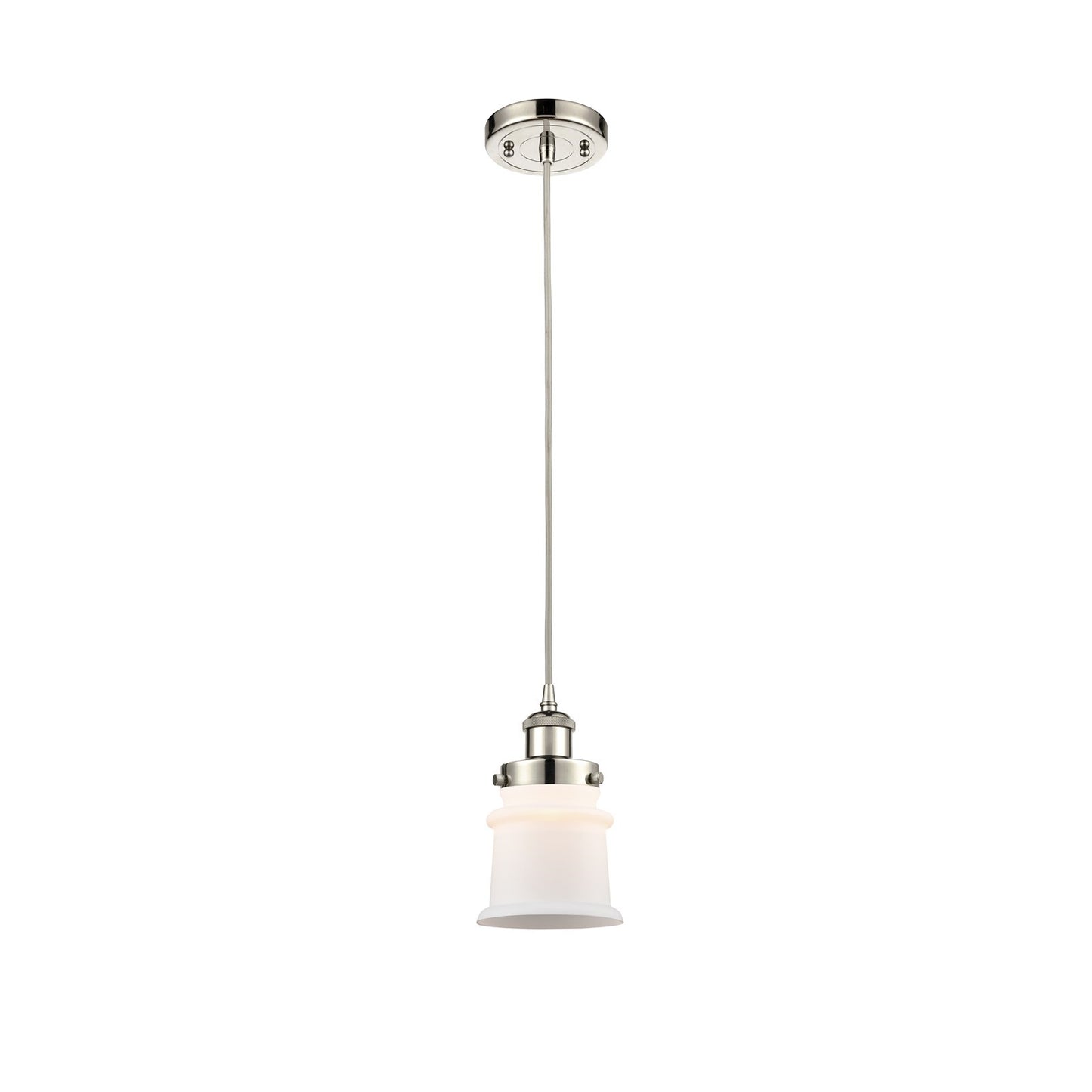 Innovations Canton 5.25in 1-Light Mini Pendant | Modern Transitional Polished Nickel and Matte White Frosted Glass | Kitchen | Model 916-1P-PN-G181S