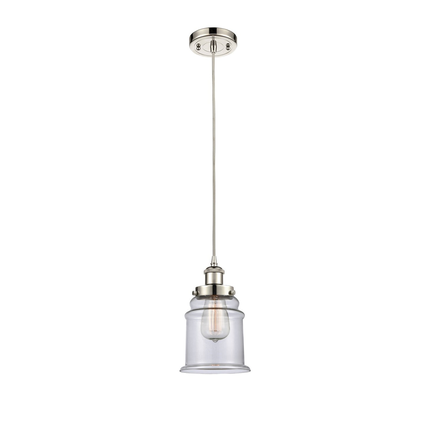 Innovations Canton 6in 1-Light Mini Pendant | Modern Transitional Polished Nickel and Clear Glass | Kitchen Island & Dining Room | Model 916-1P-PN-G182