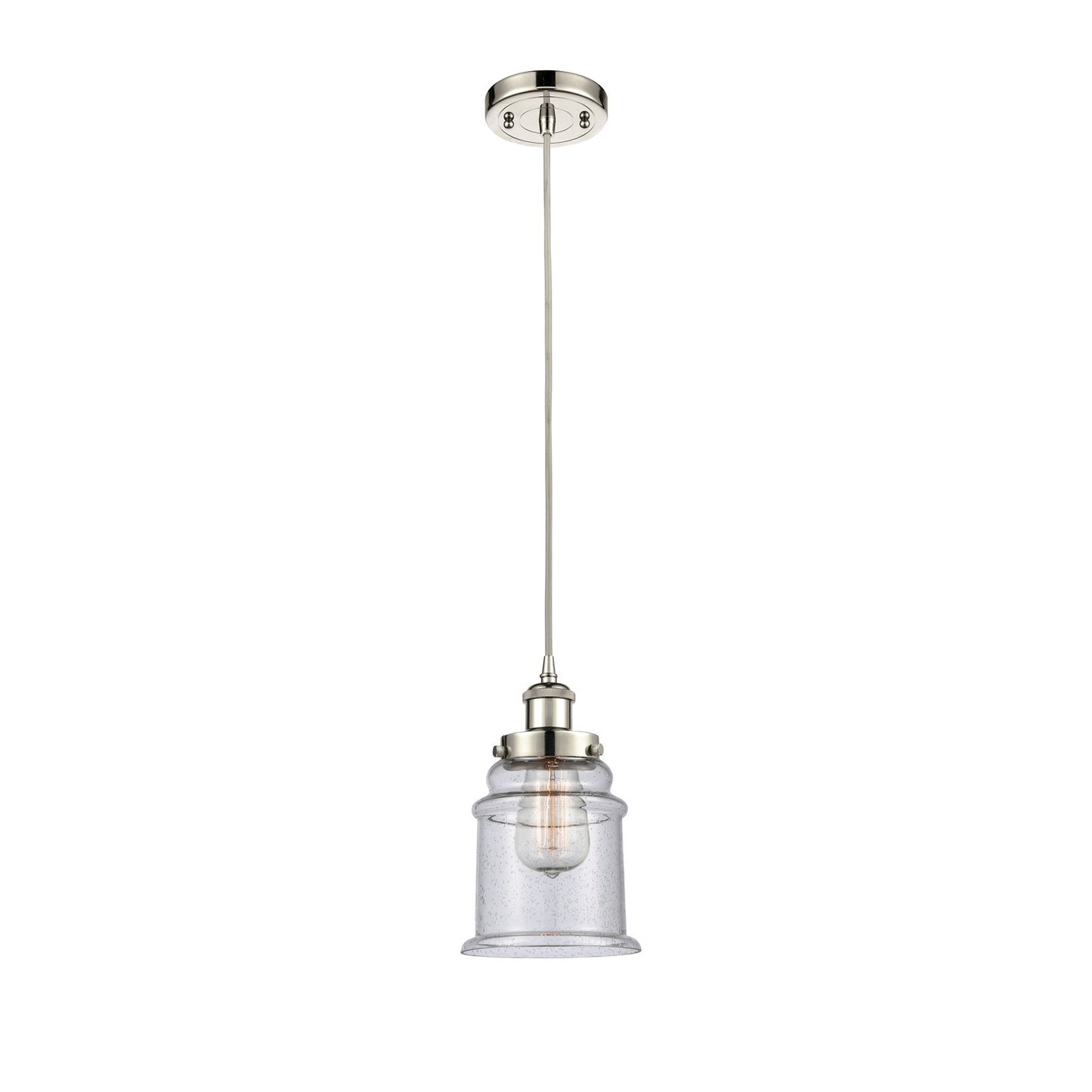 Innovations Canton 6in 1-Light Mini Pendant | Modern Transitional Polished Nickel and Seedy Glass | Kitchen Island & Dining Room | Model 916-1P-PN-G184