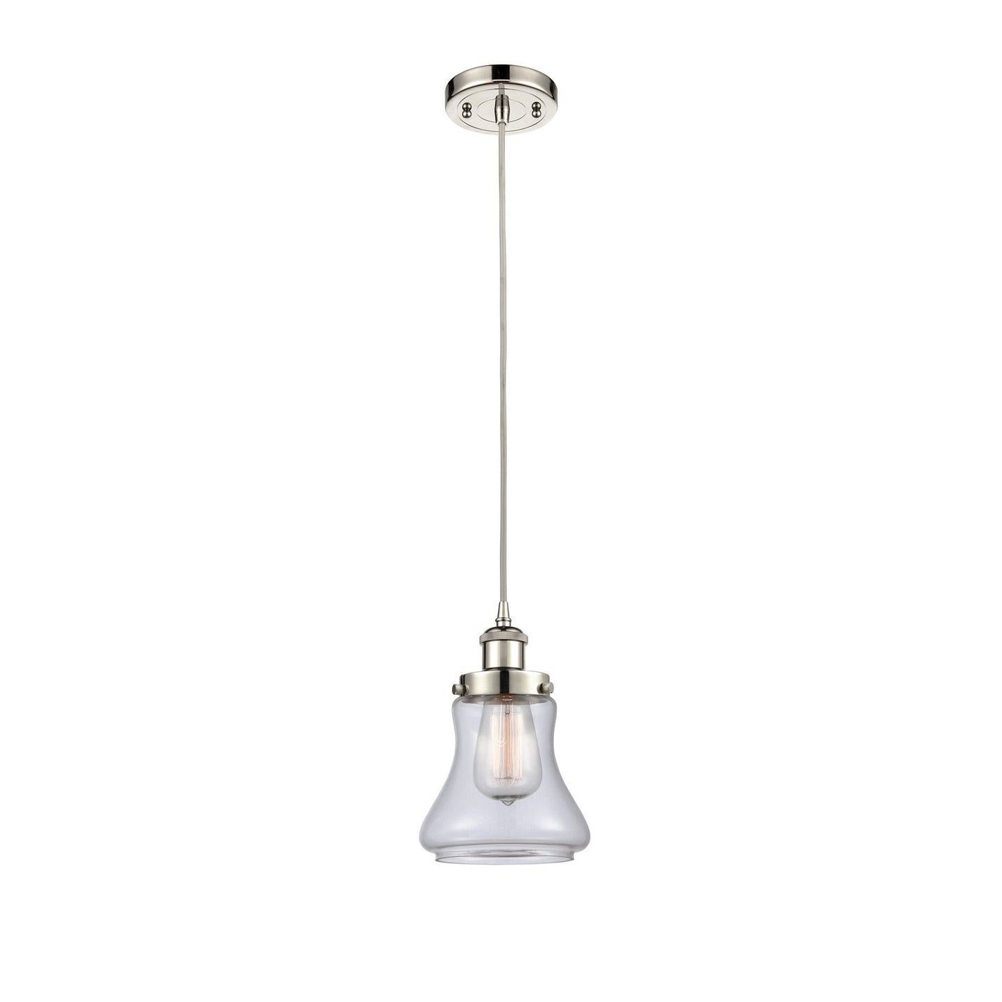 Innovations Bellmont 6.125in 1-Light Mini Pendant | Modern Transitional Polished Nickel and Clear Glass | Kitchen Island & Dining | Model 916-1P-PN-G192