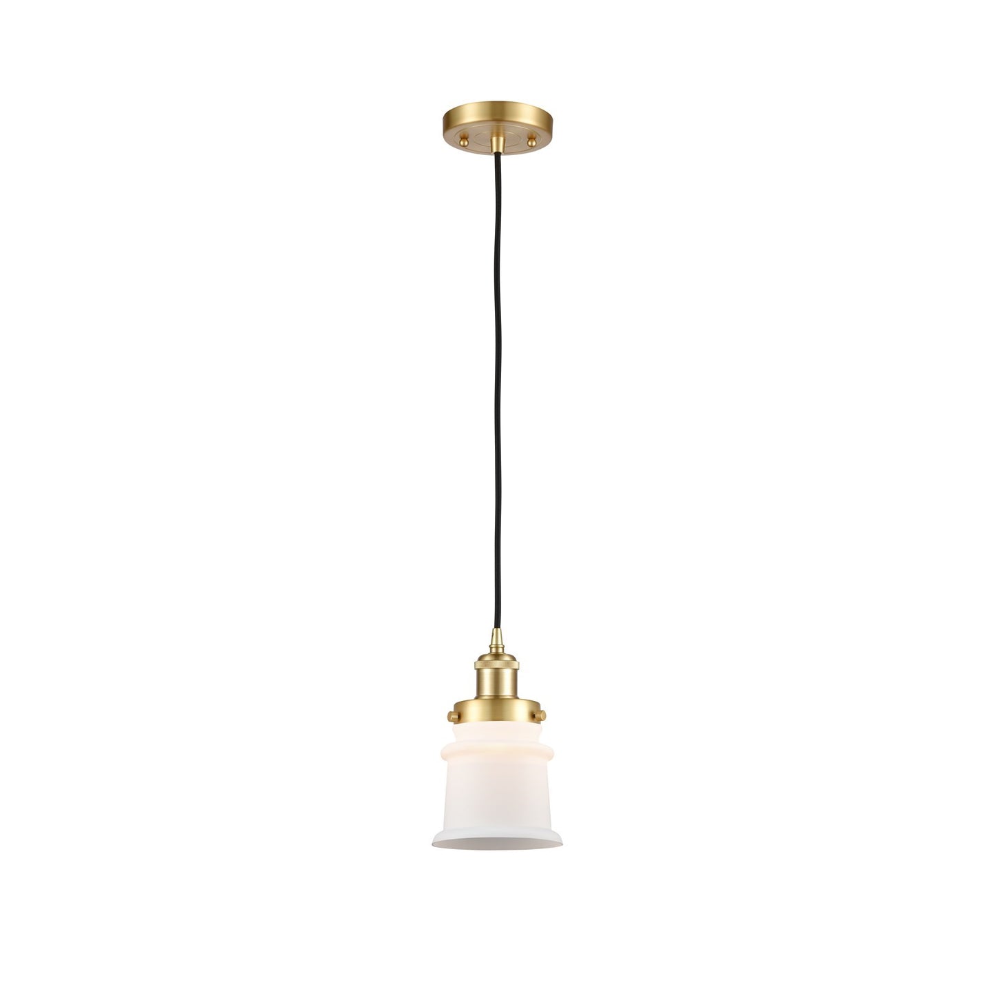 Innovations Canton 5.25in 1-Light Mini Pendant | Modern Transitional Satin Gold Steel and Matte White Frosted Glass | Kitchen | Model 916-1P-SG-G181S