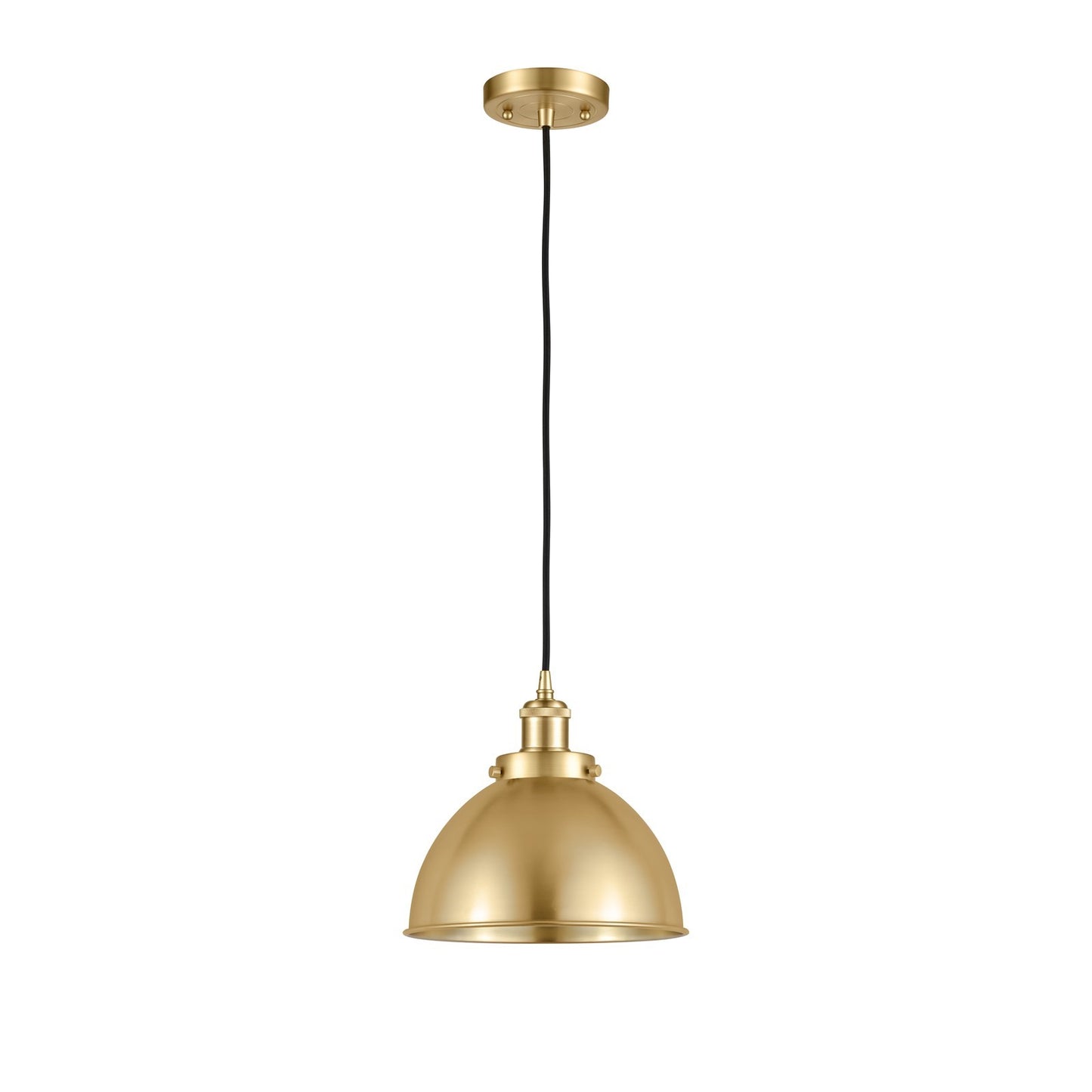 Innovations Derby 10in 1-Light Mini Pendant | Industrial Farmhouse Satin Gold Steel and Satin Gold Metal Shade | Kitchen | Model 916-1P-SG-MFD-10-SG