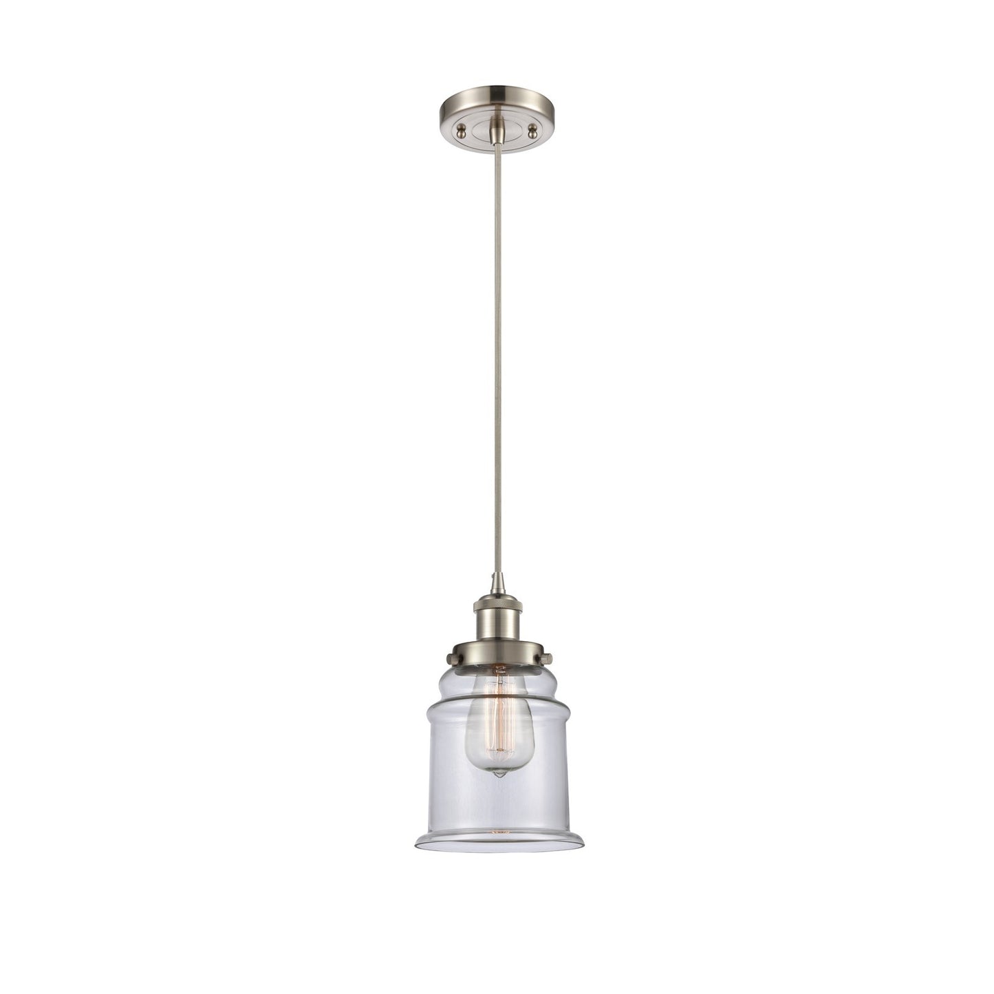 Innovations Canton 6in 1-Light Mini Pendant | Brushed Satin Nickel Steel and Clear Glass | Kitchen Island & Dining Room | Model 916-1P-SN-G182