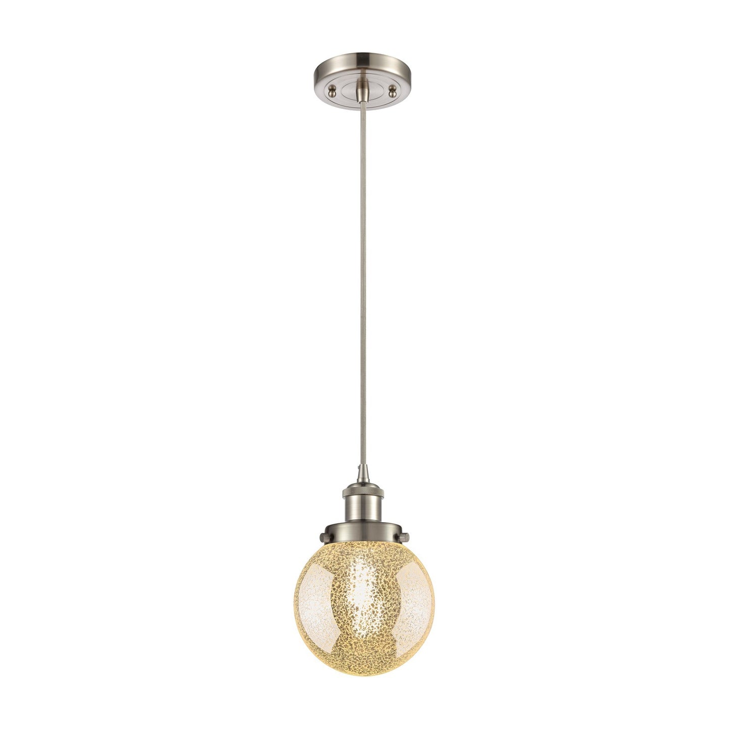 Innovations Beacon 6in 1-Light Mini Pendant | Modern Transitional Brushed Satin Nickel and Mercury Glass | Kitchen Island & | Model 916-1P-SN-G208-6
