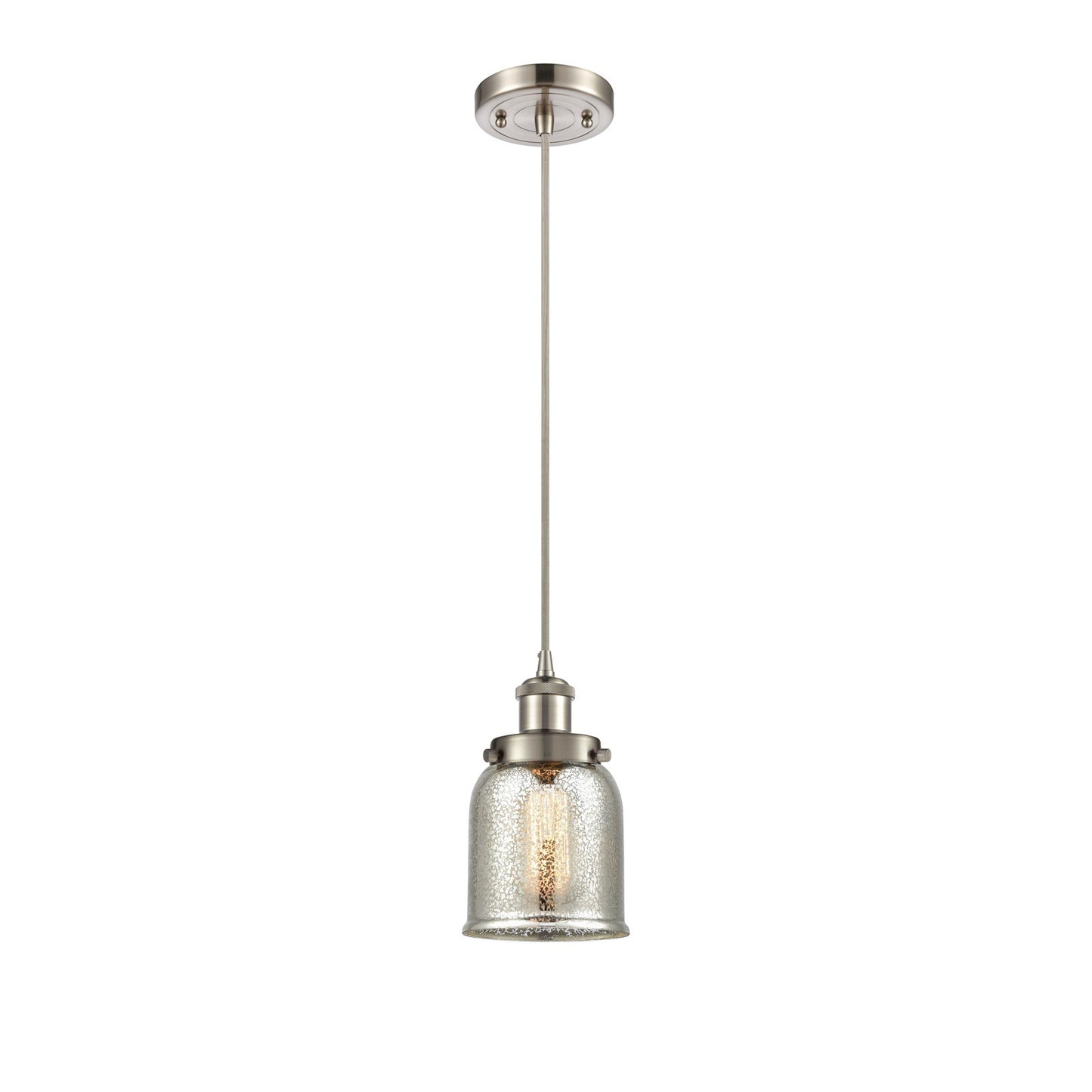 Innovations Bell 5in 1-Light Mini Pendant | Industrial Brushed Satin Nickel and Silver Plated Mercury Glass | Kitchen Island & | Model 916-1P-SN-G58-LED