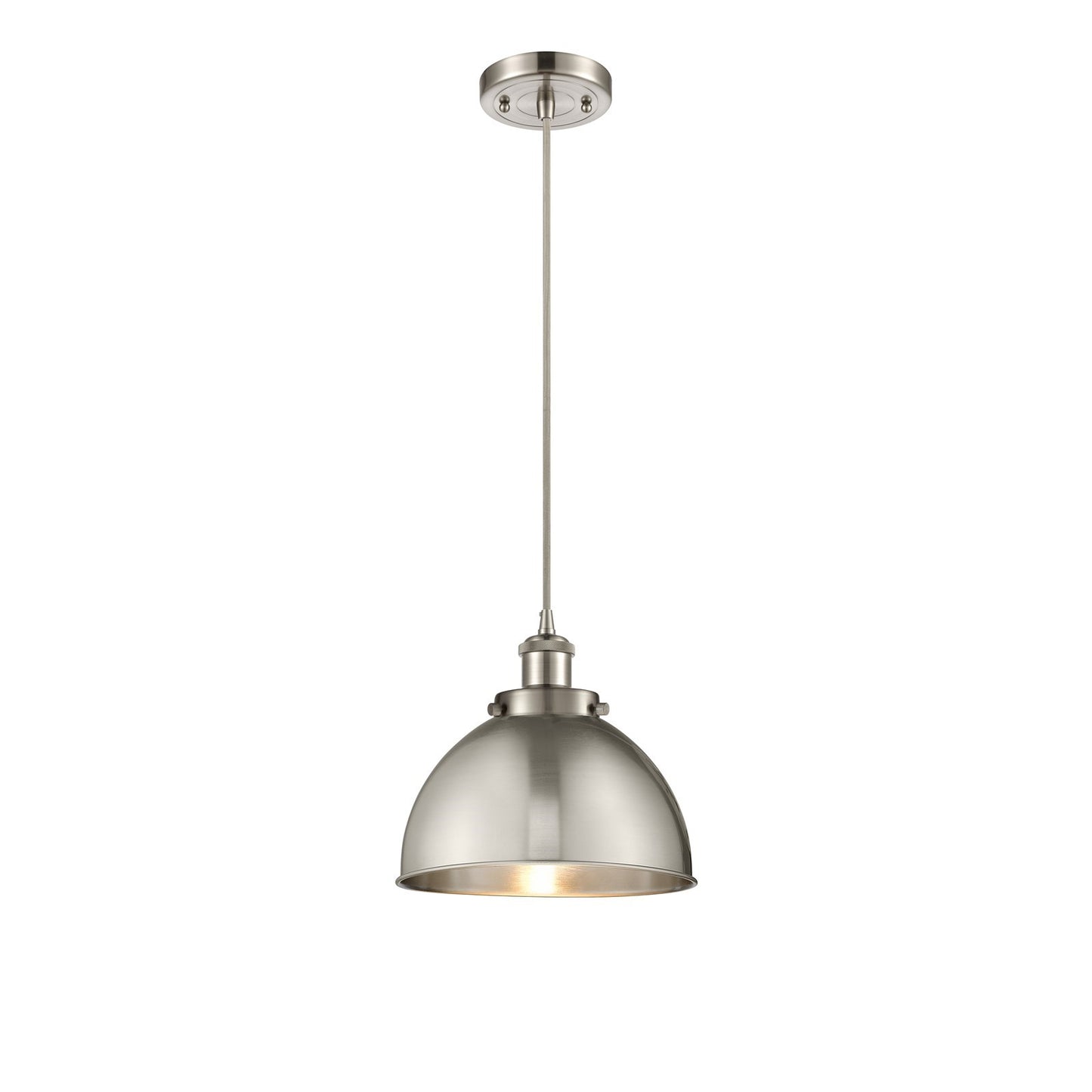Innovations Derby 10in 1-Light Mini Pendant | Industrial Brushed Satin Nickel Metal Shade | Kitchen Island & Dining Room | Model 916-1P-SN-MFD-10-SN