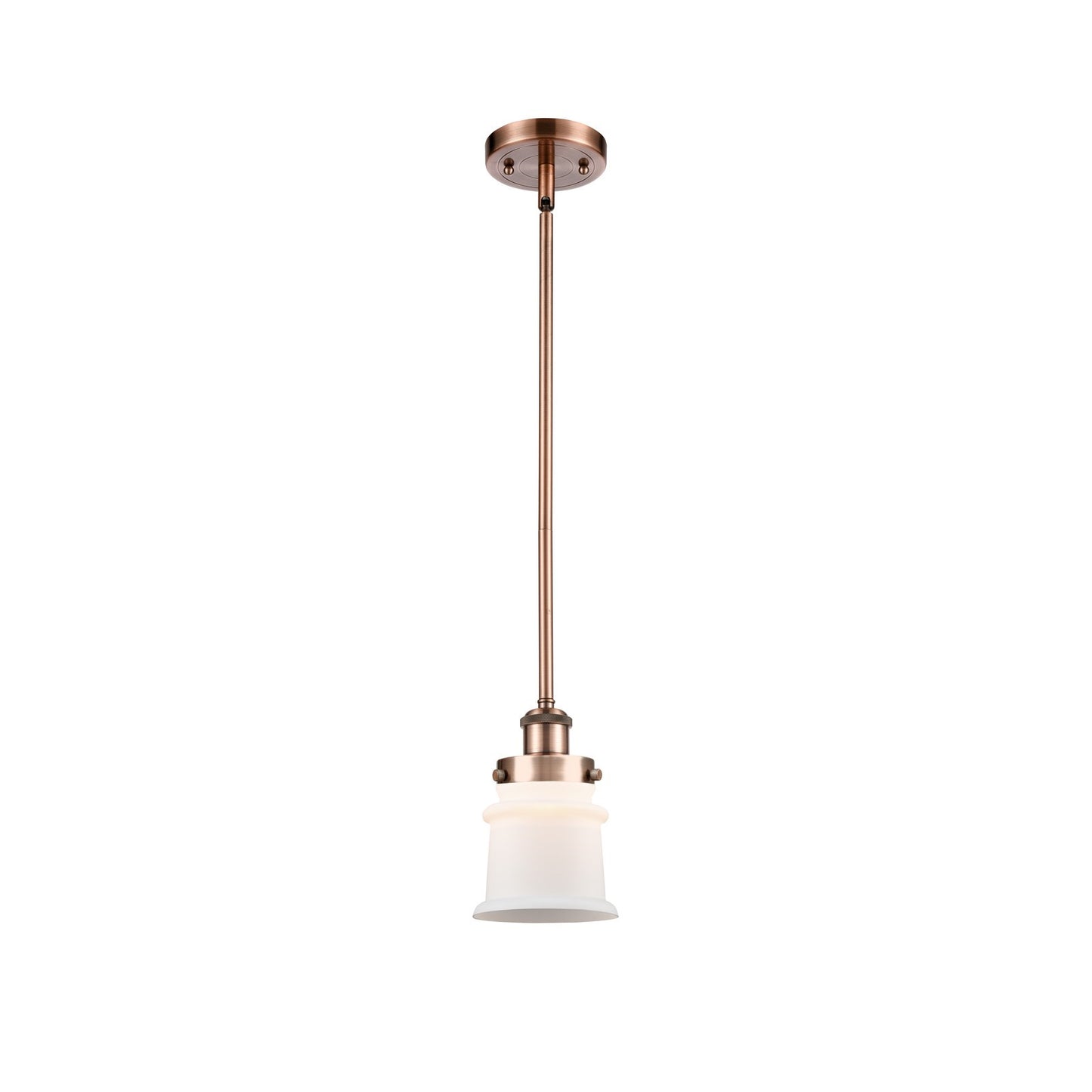Innovations Canton 5.25in 1-Light Mini Pendant | Modern Contempo Antique Copper Steel and Matte White Frosted Glass | Kitchen | Model 916-1S-AC-G181S